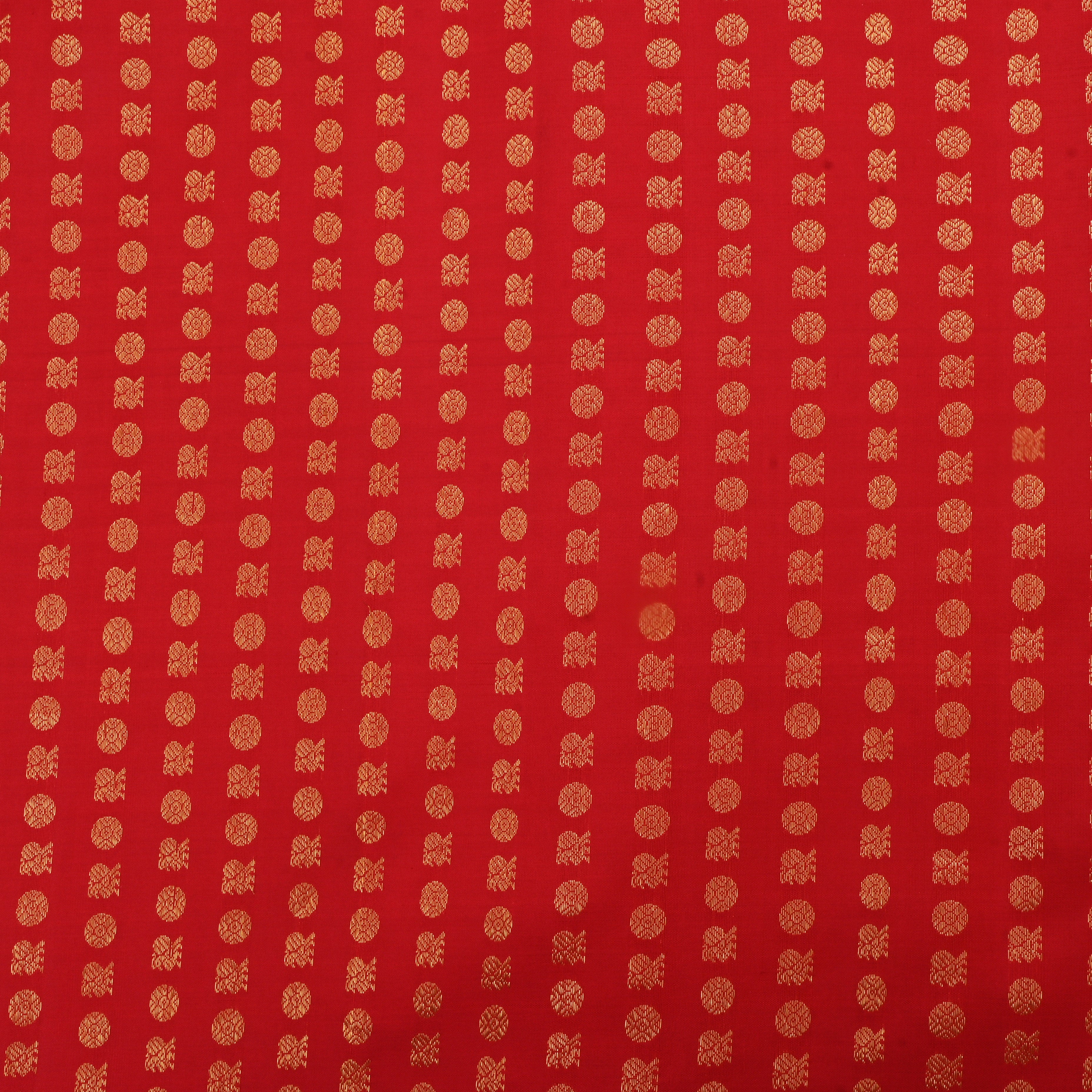 Lava Red Kanjivaram Silk Fabric With Motifs