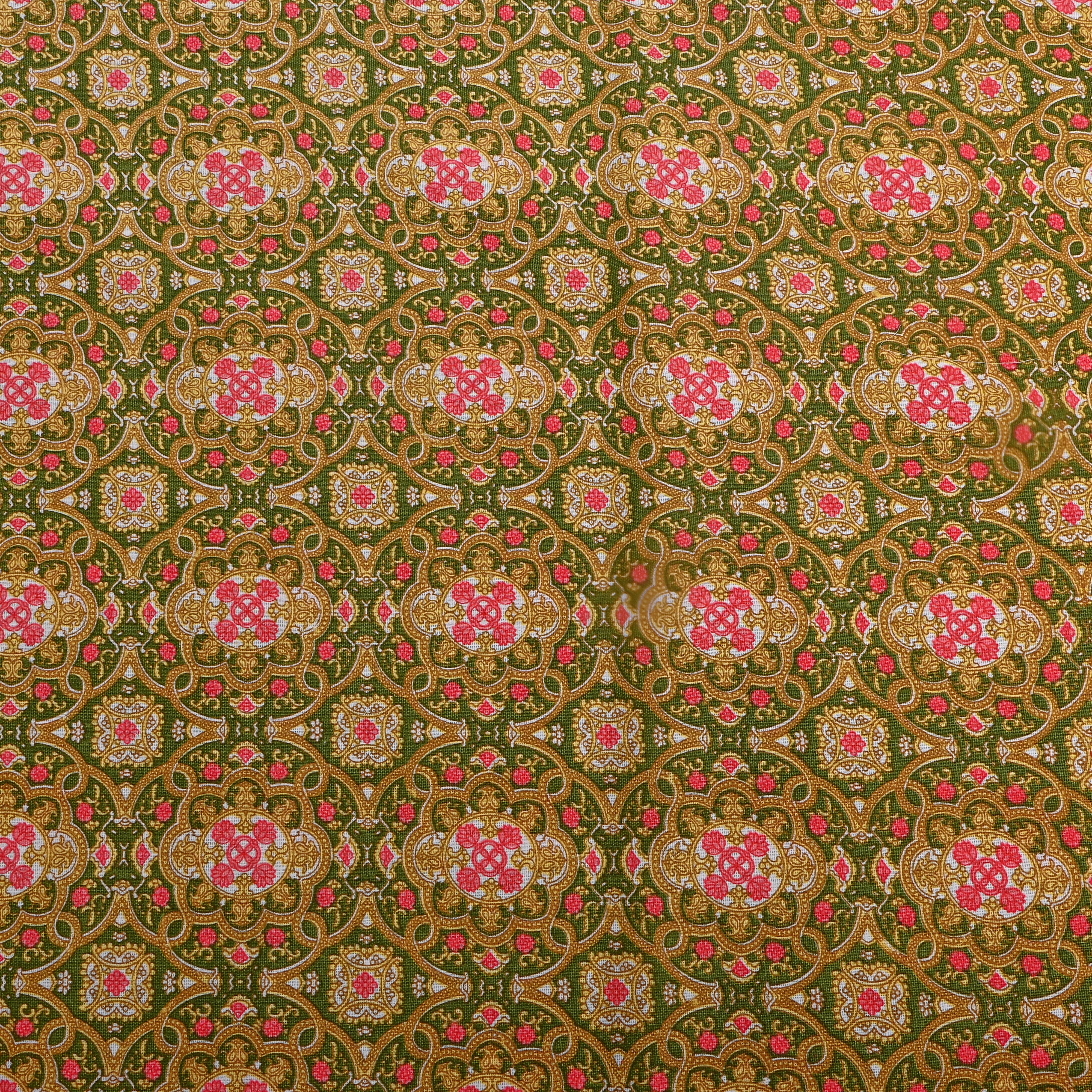 Beige Gold Paisley Embroidered Tussar Silk Fabric