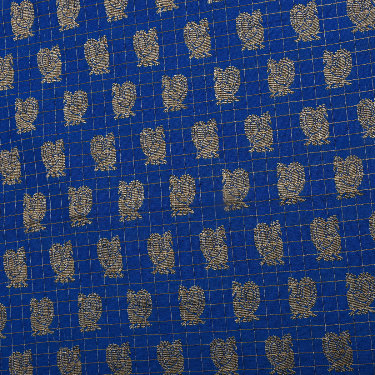 Dark Blue Checks Cotton Fabric