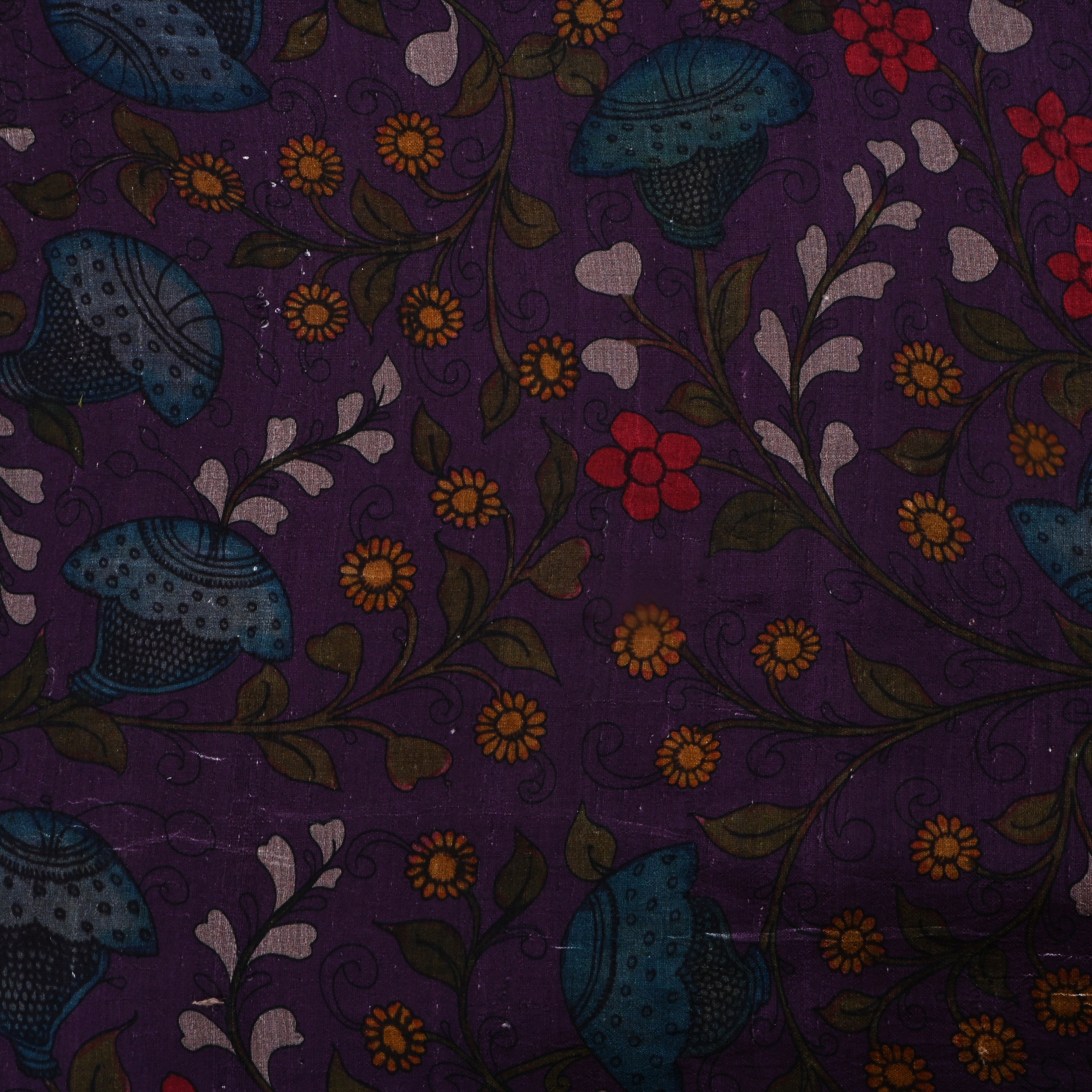 Bleached Cedar Purple Dupion Fabric With Digital Print