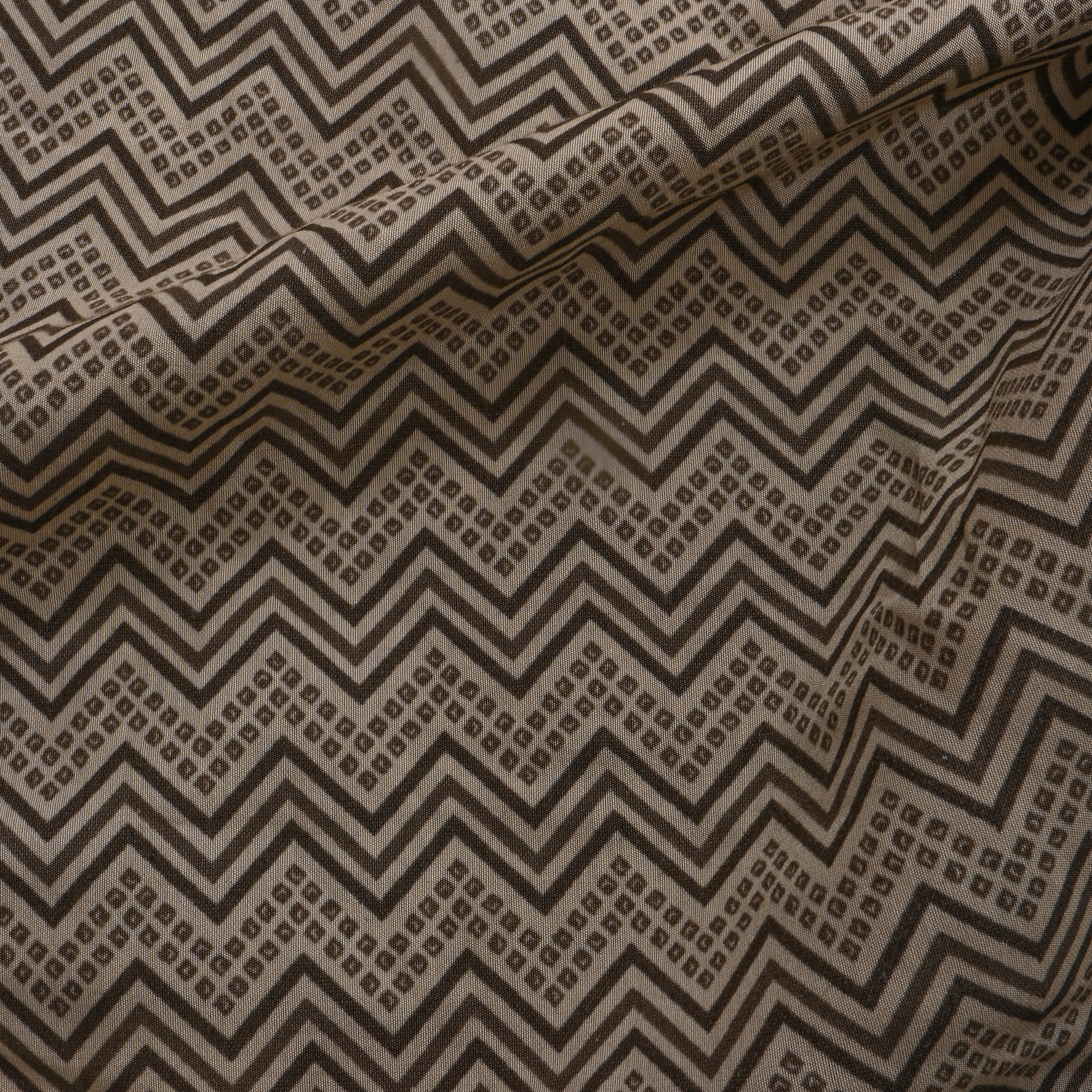 Beige Brown Chevron Cotton Fabric