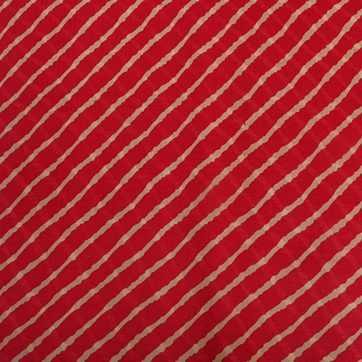 Red Beige Diagonal Leheriya Silk Fabric