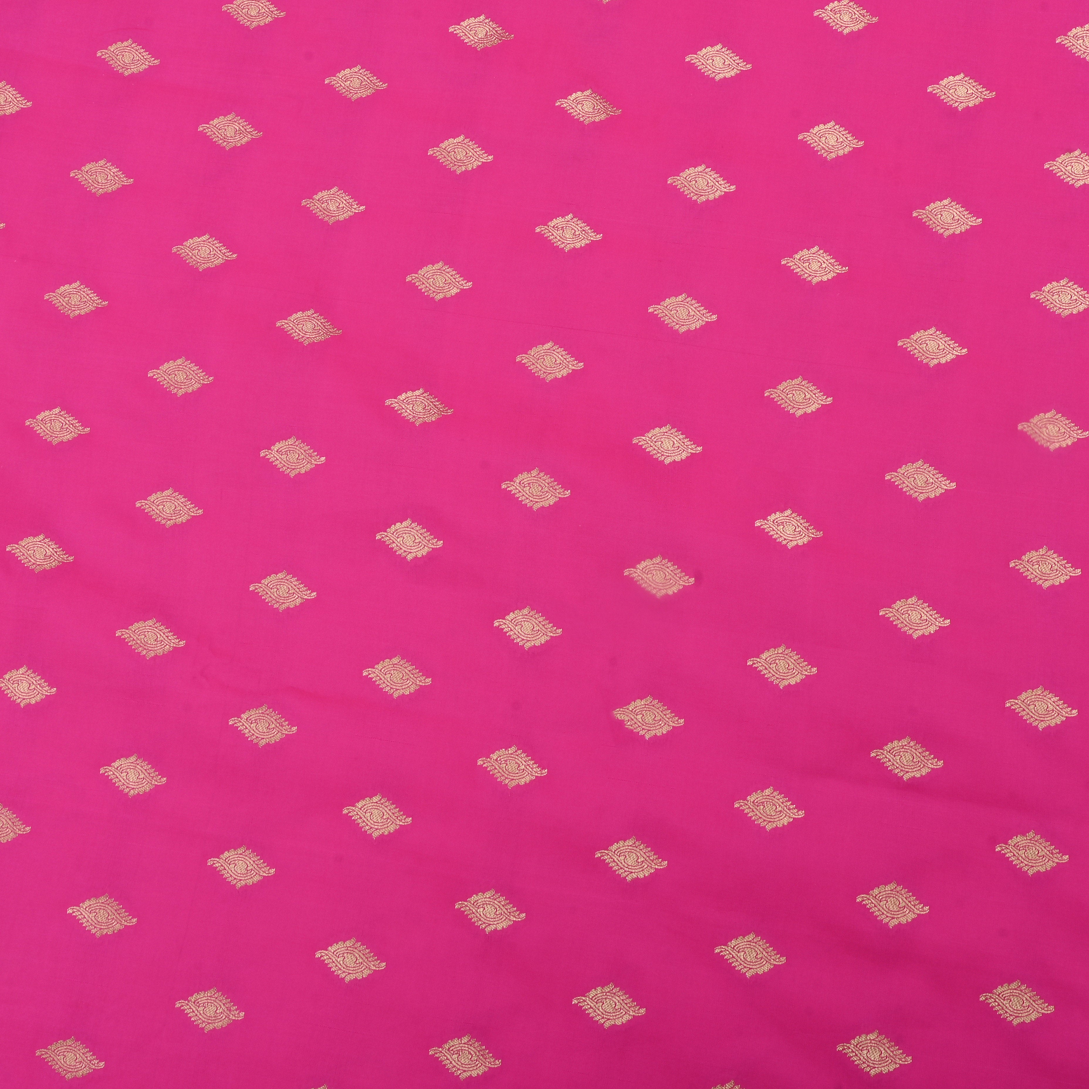 Cerise Pink Jamawar Silk Fabric With Eye Butti'S