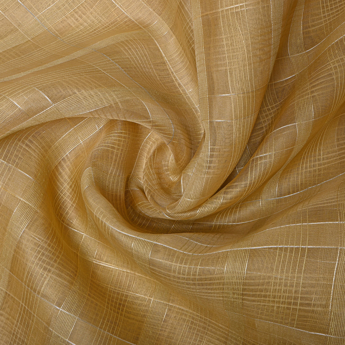 Gold Fine Check Chanderi Fabric