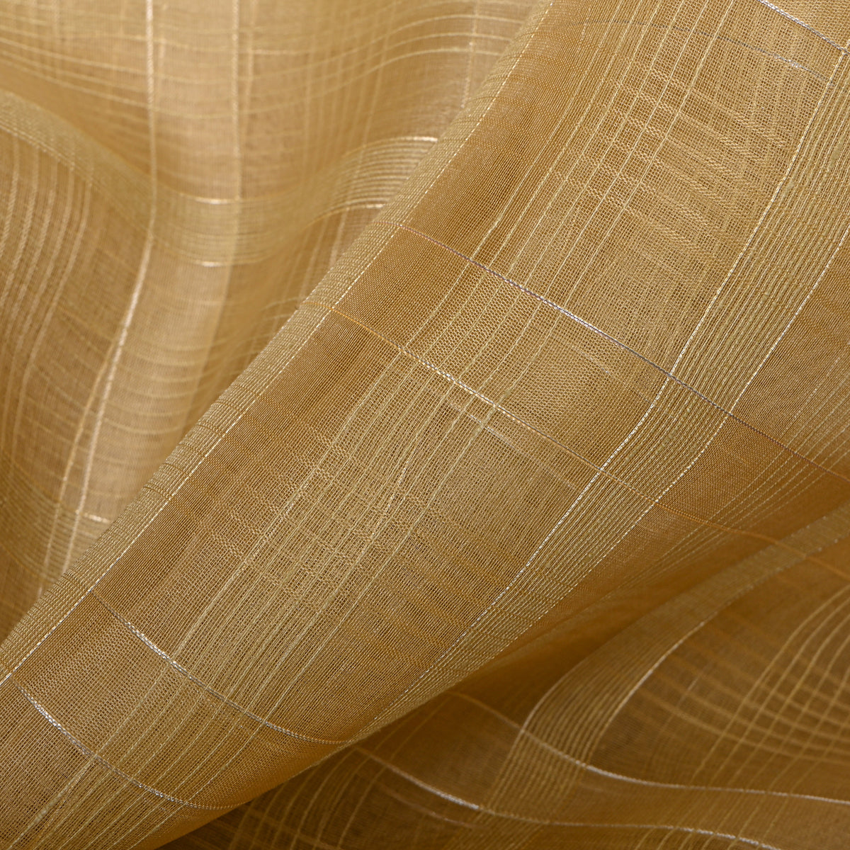 Gold Fine Check Chanderi Fabric