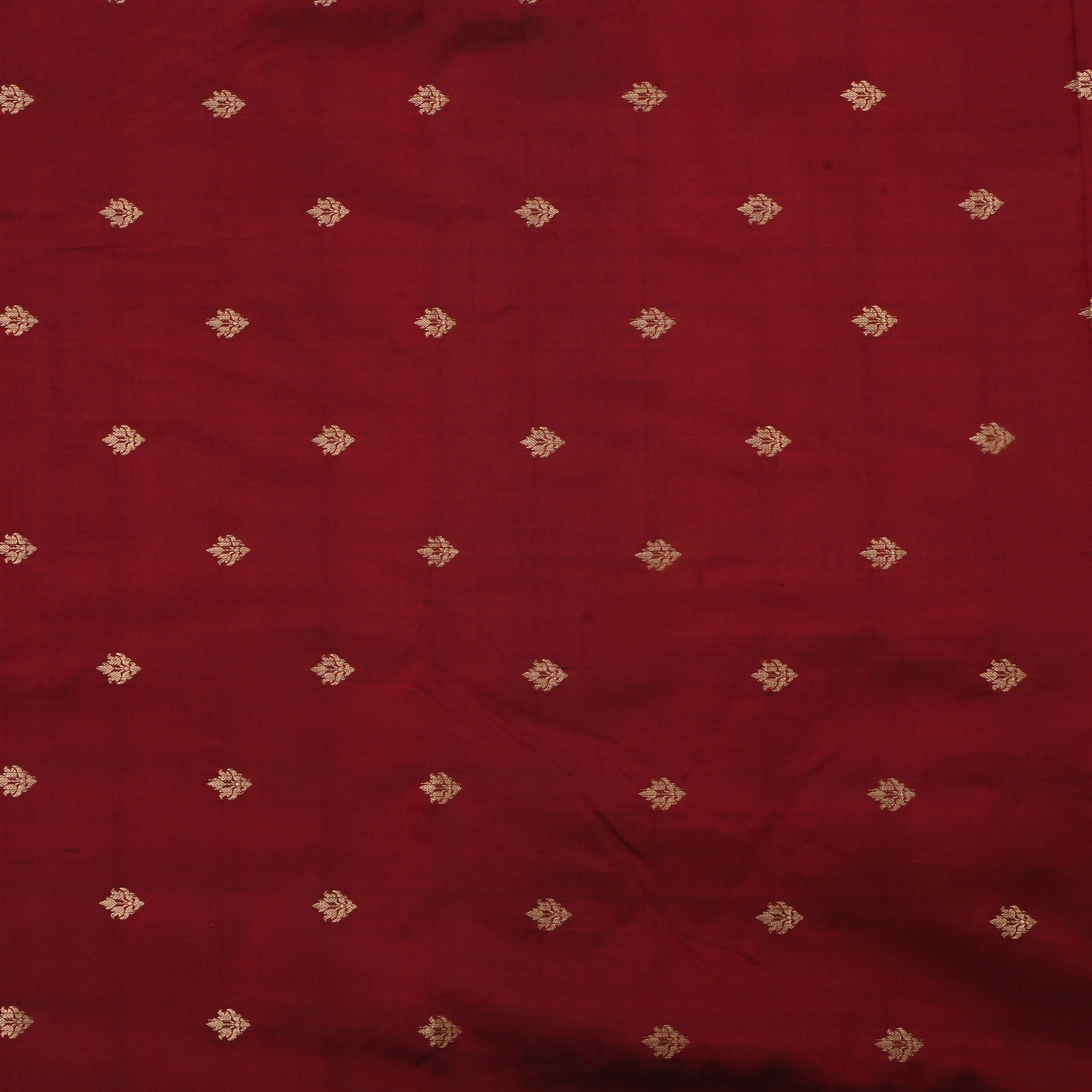 Maroon Jamawar Silk Fabric With Butti'S