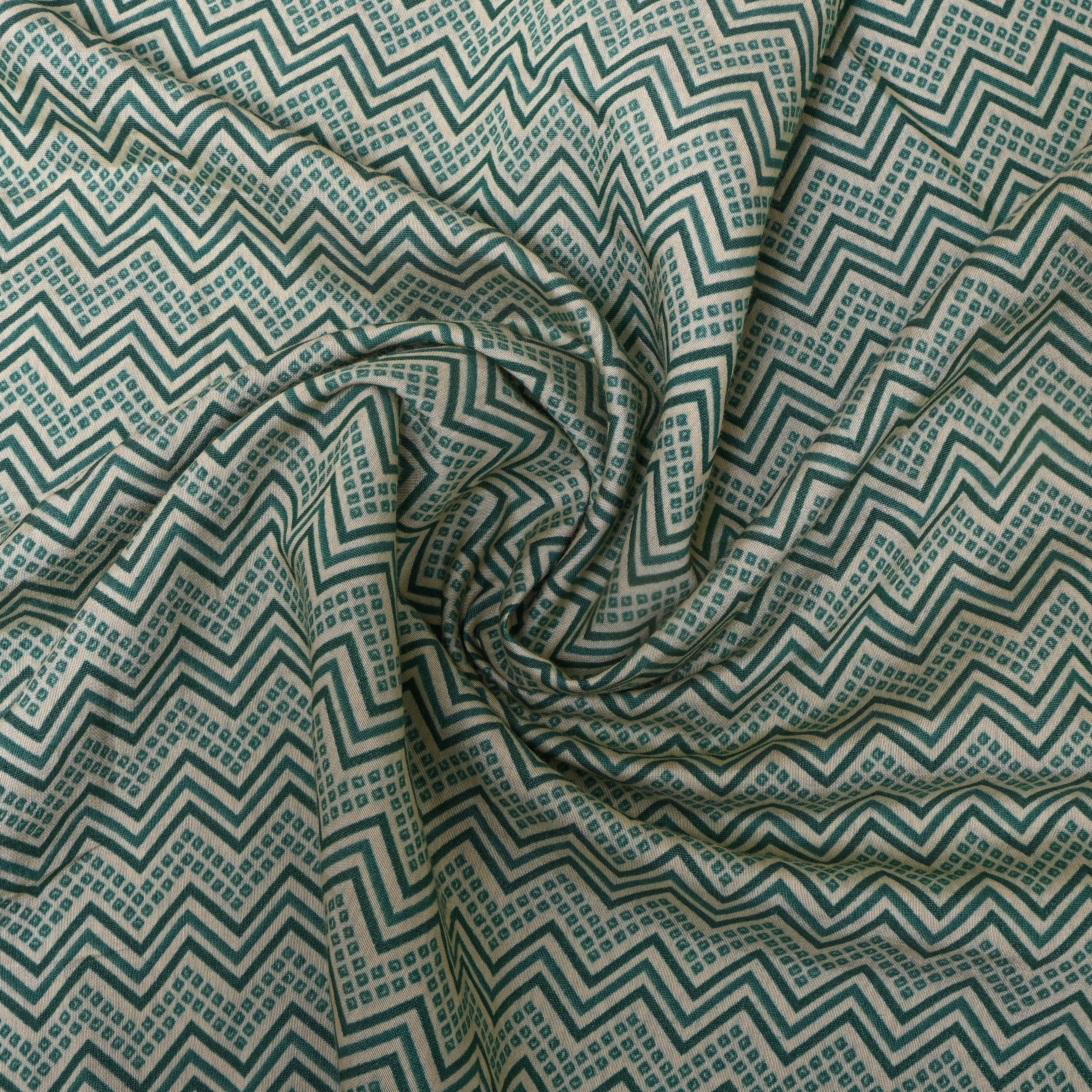 Green Gold Pink Medallion Printed Cotton Fabric