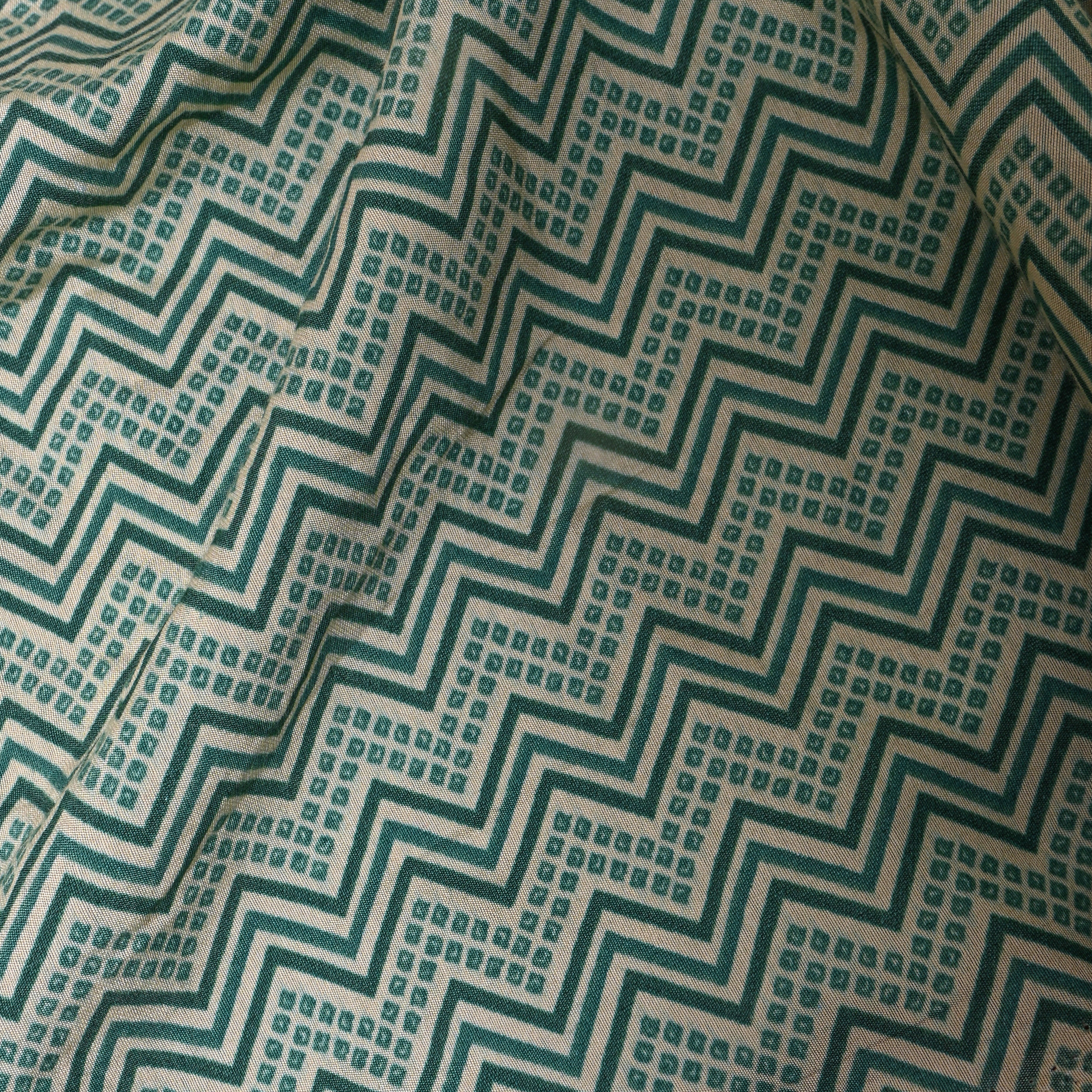 Green Gold Pink Medallion Printed Cotton Fabric