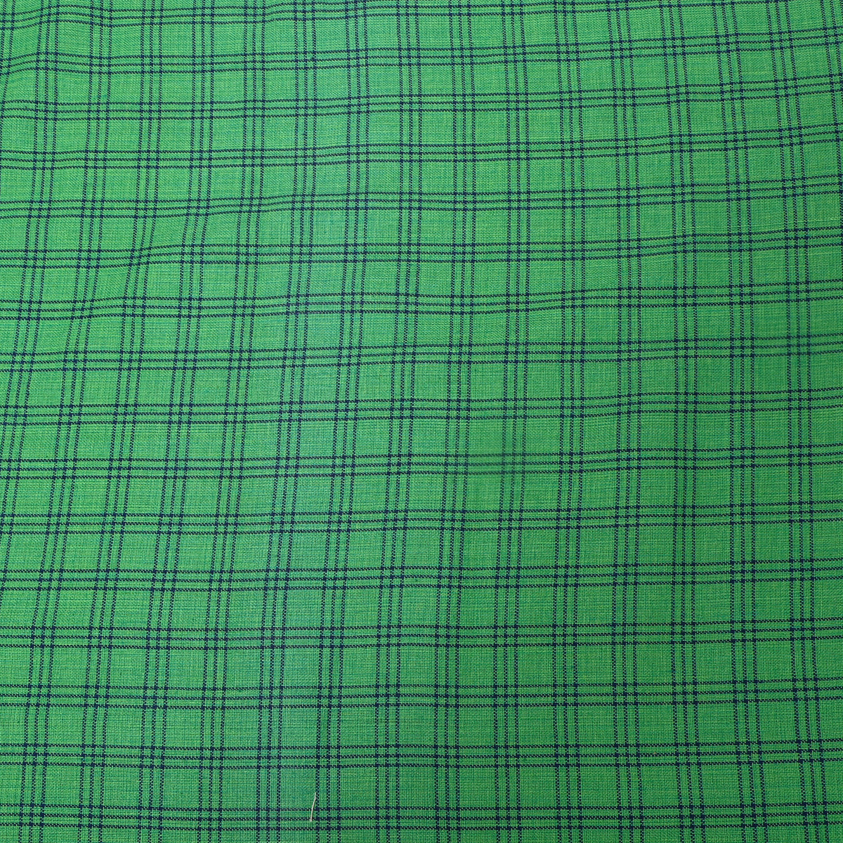 Green With Blue Check Cotton Fabric