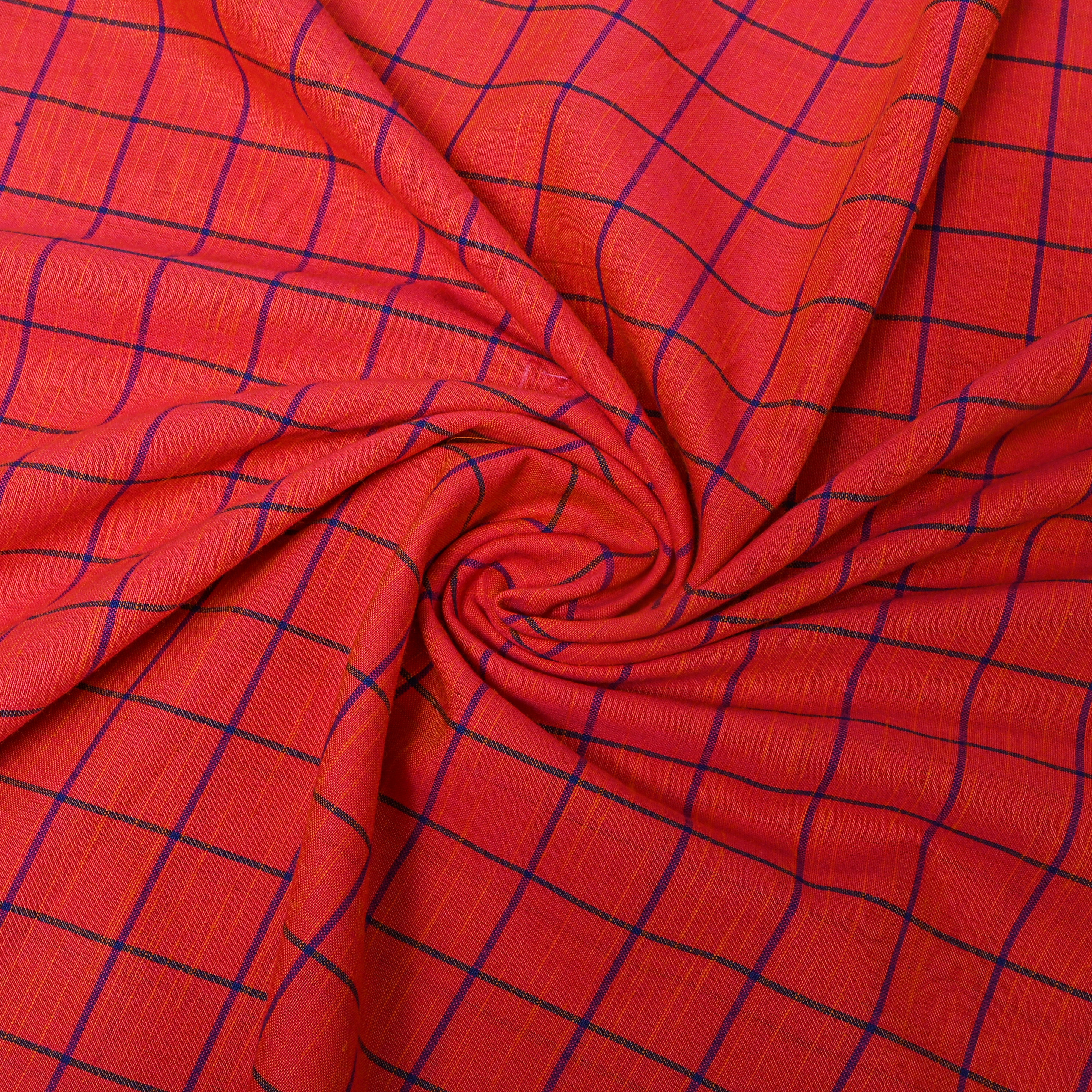 Orange Multicolour Stripe Cotton Fabric