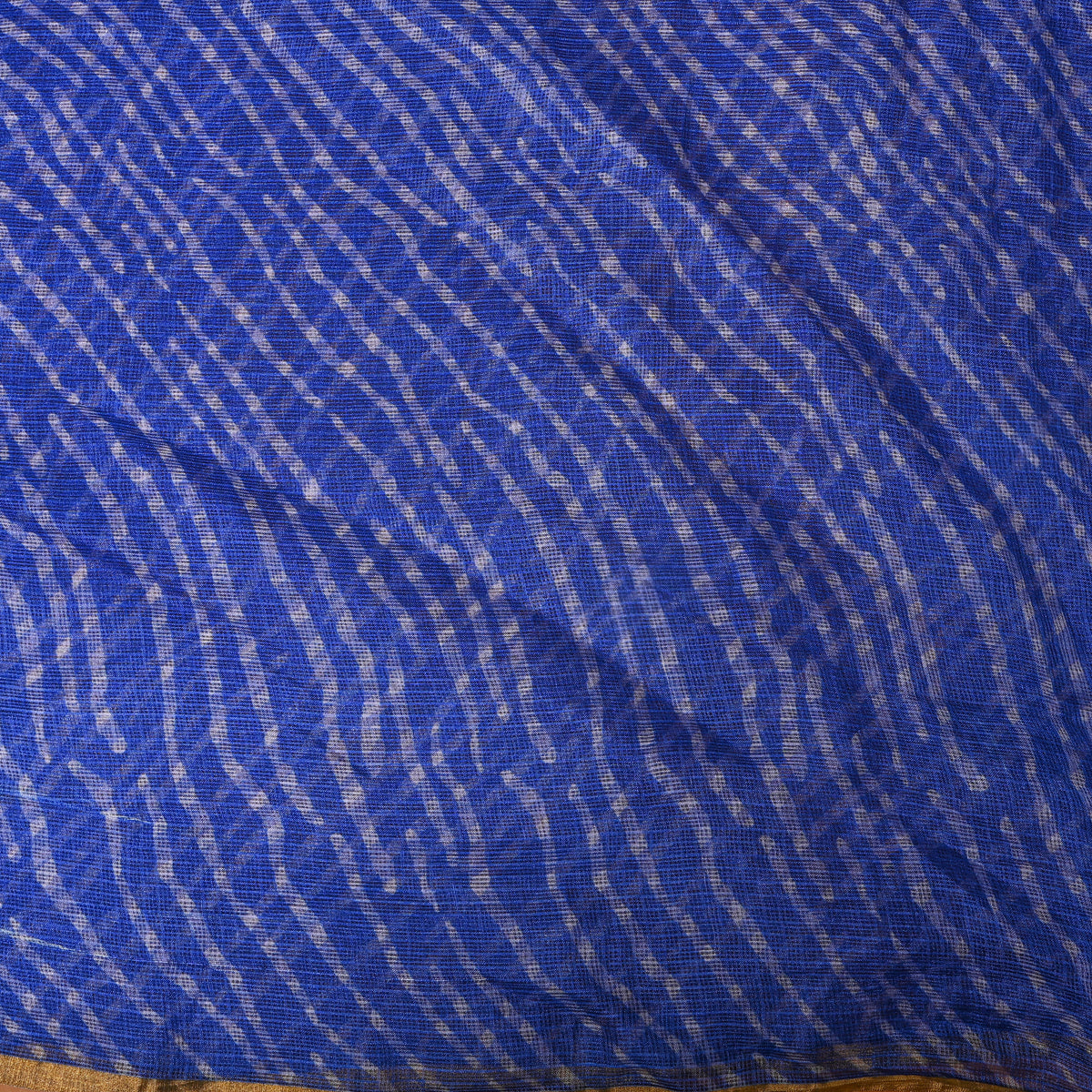 Royal Blue Leheriya Printed Silk Fabric.