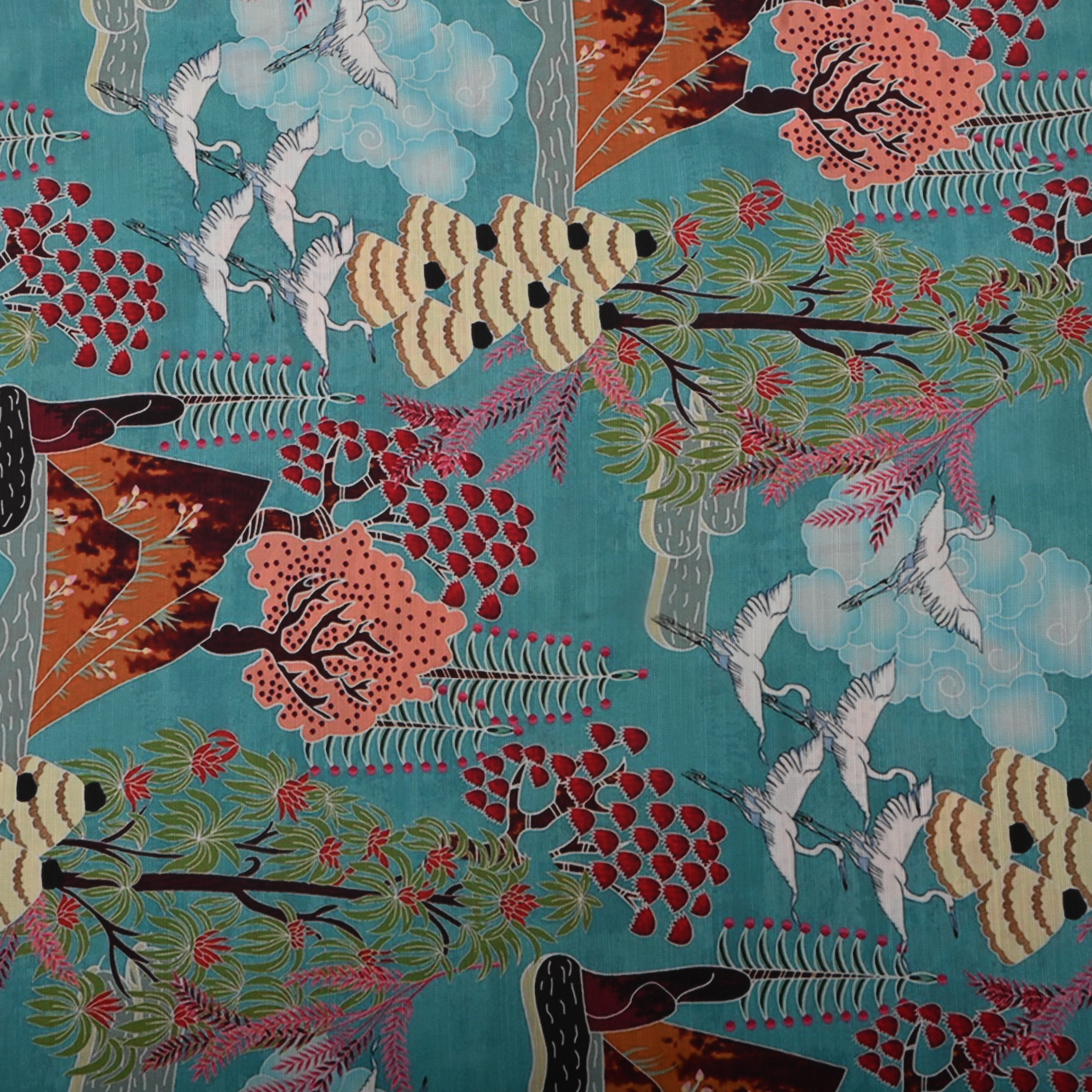 Sky Blue Silk Fabric With Printed Design