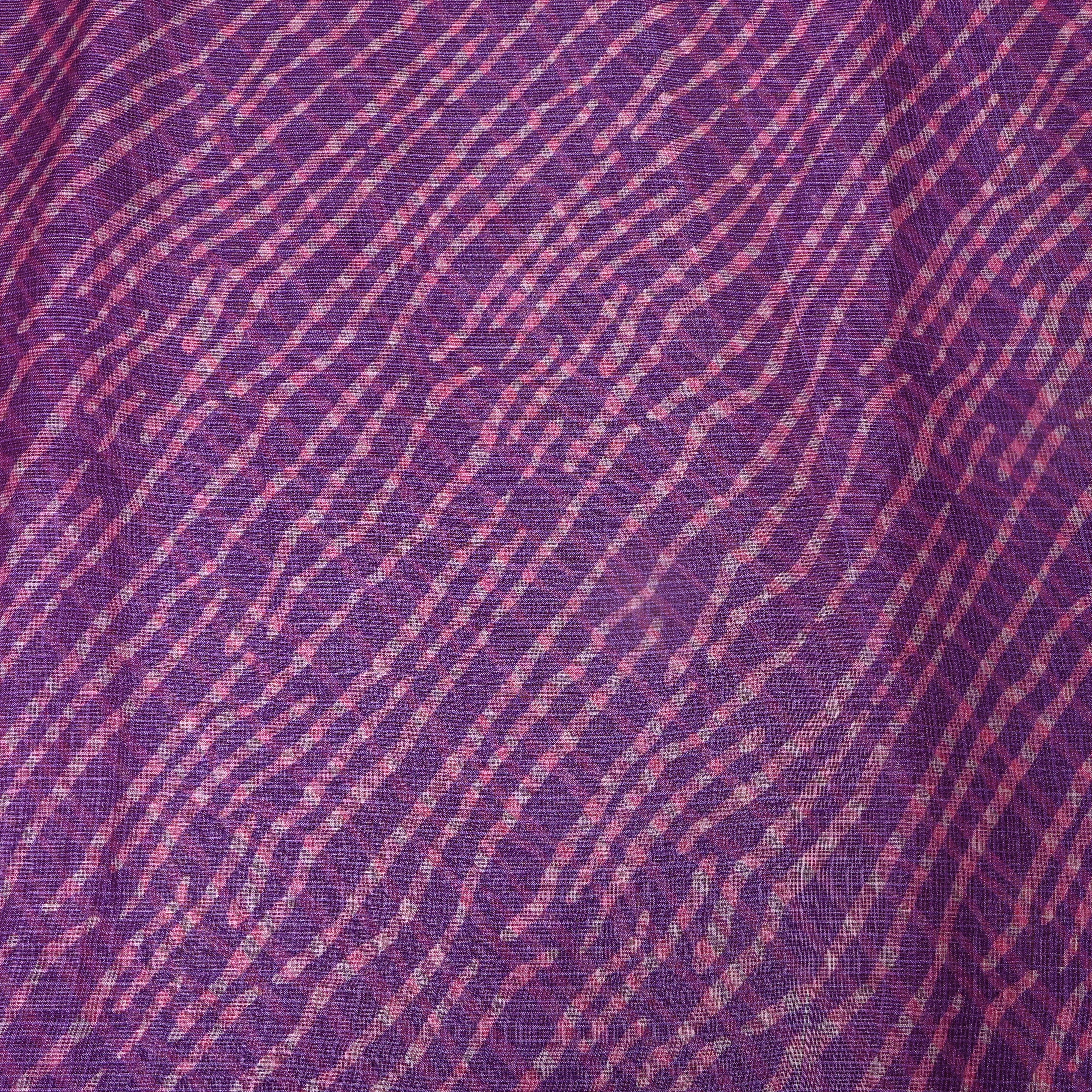 Purple Striped Abstract Print Kota Fabric