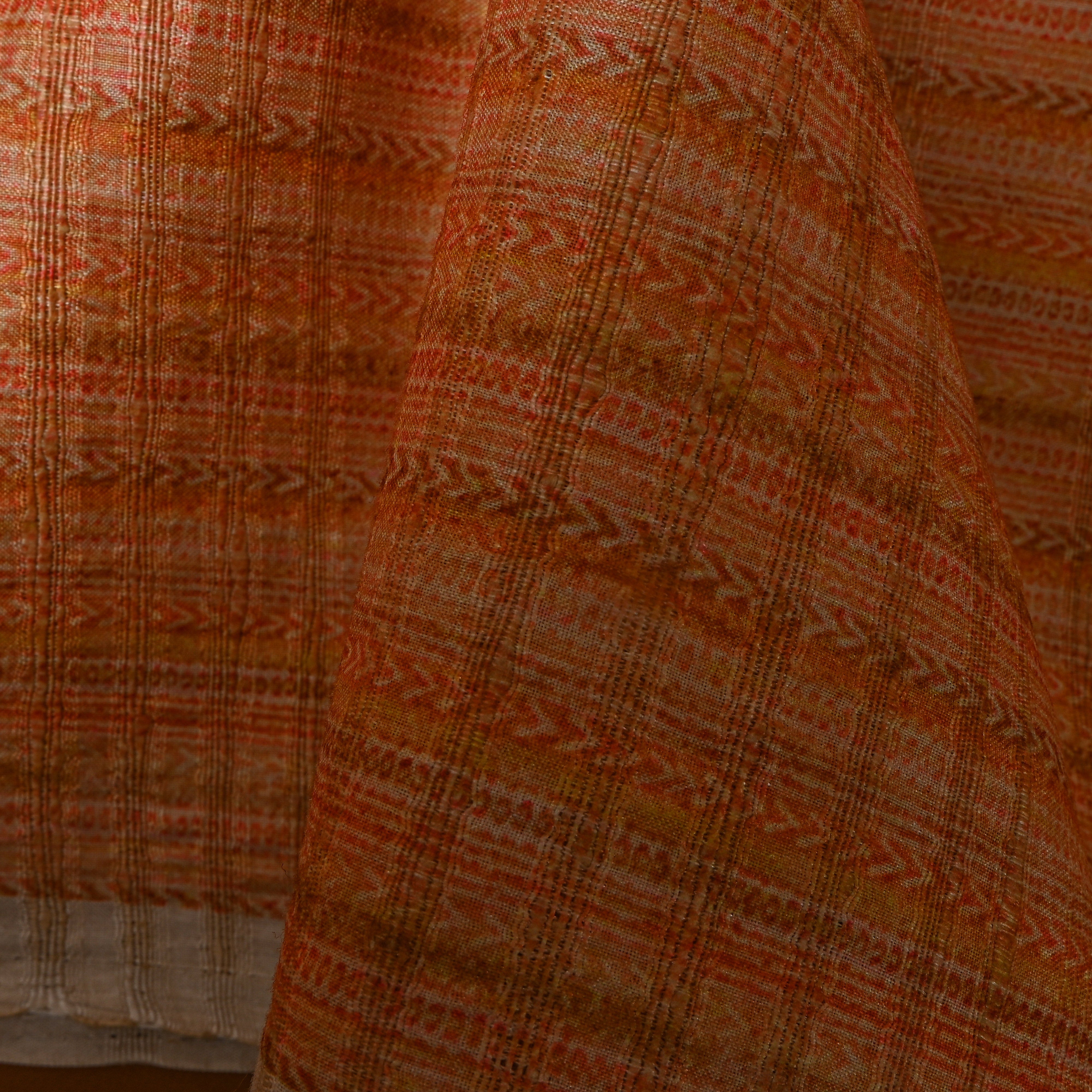 Light Fade Orange Adstract Checks Like Printed Silk Fabric