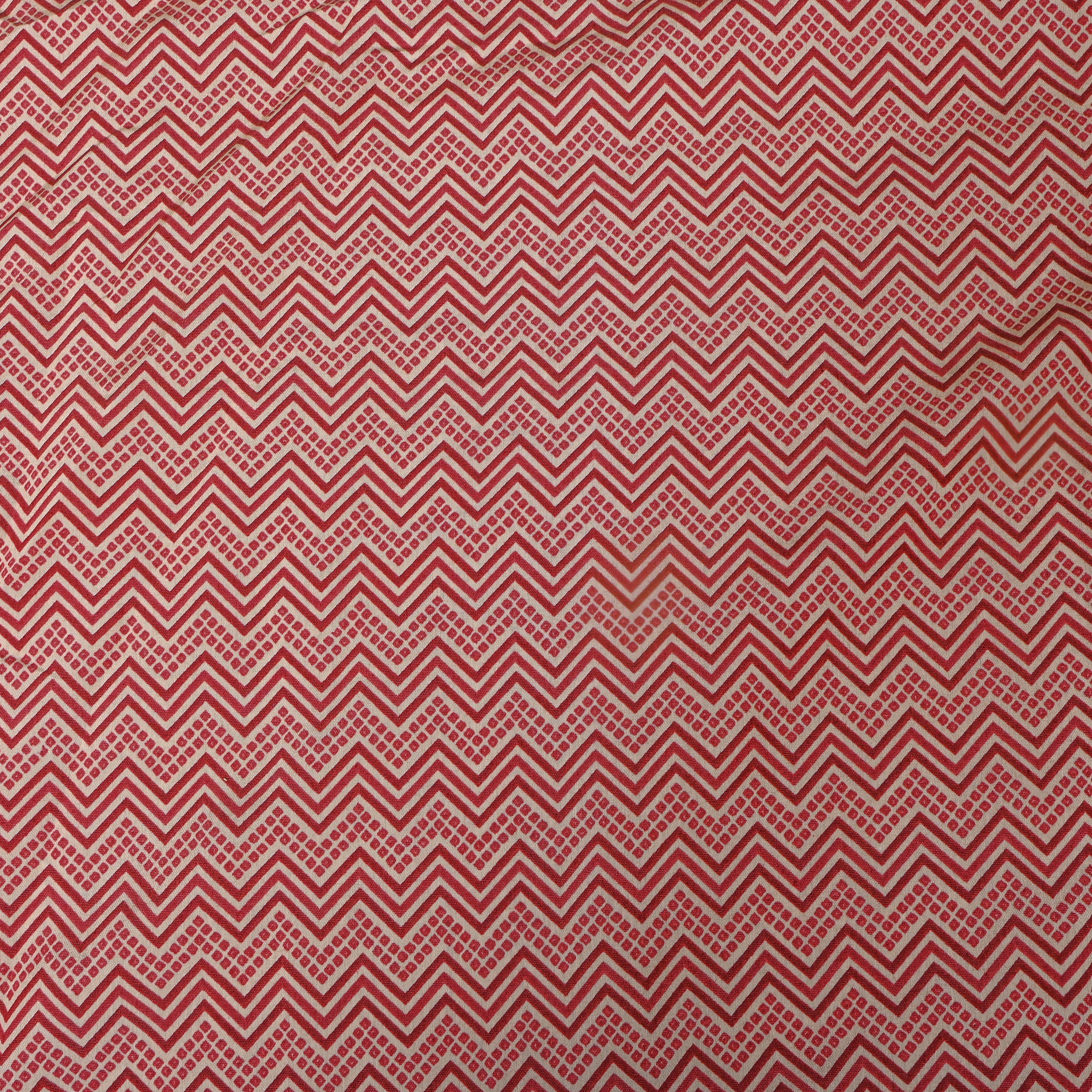 Red Beige Chevron Cotton Fabric