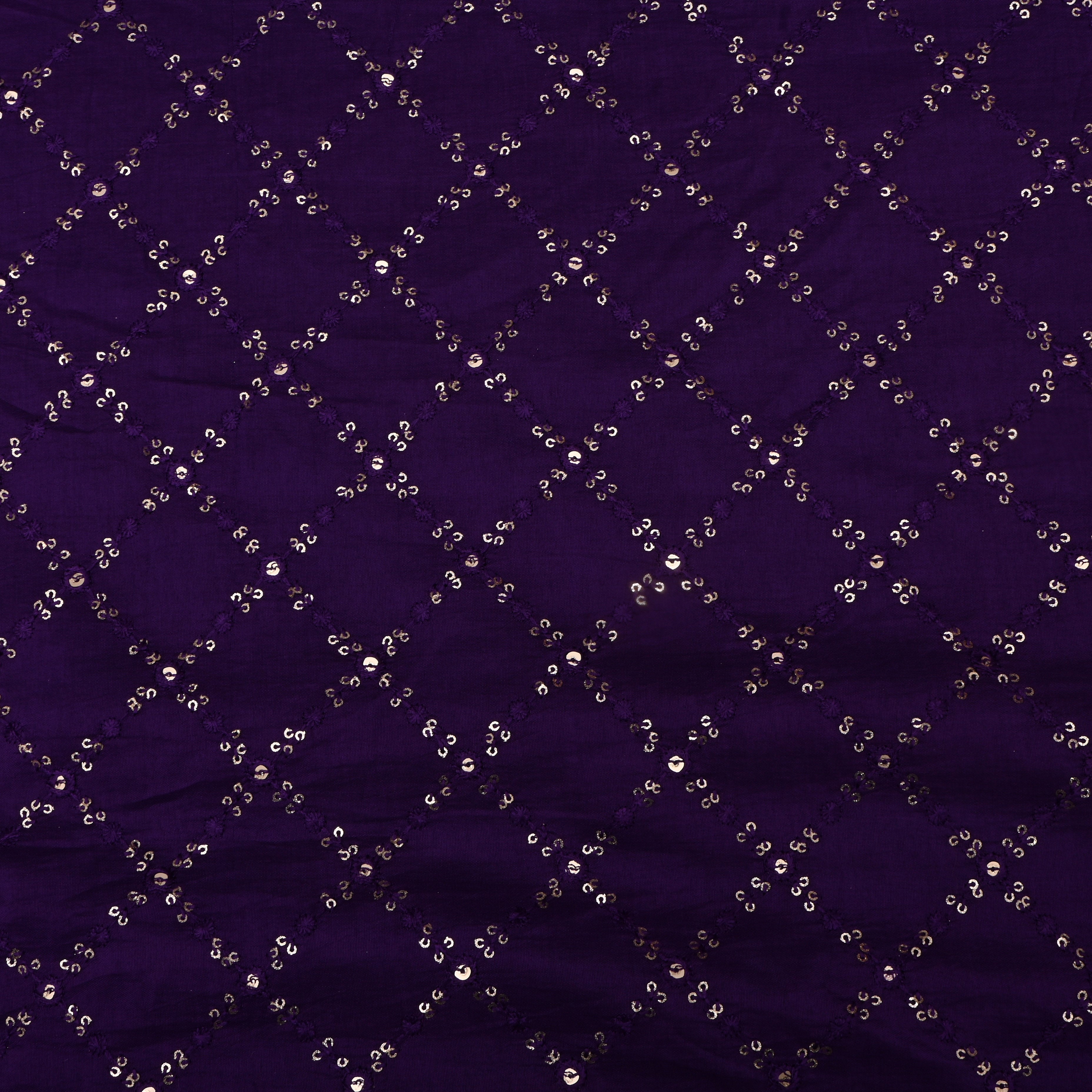 Purple Silk Fabric With Sequins Work