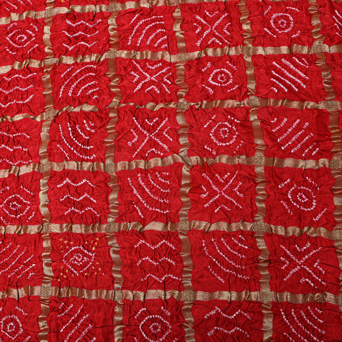 Magenta Red Bandhani Silk Fabric