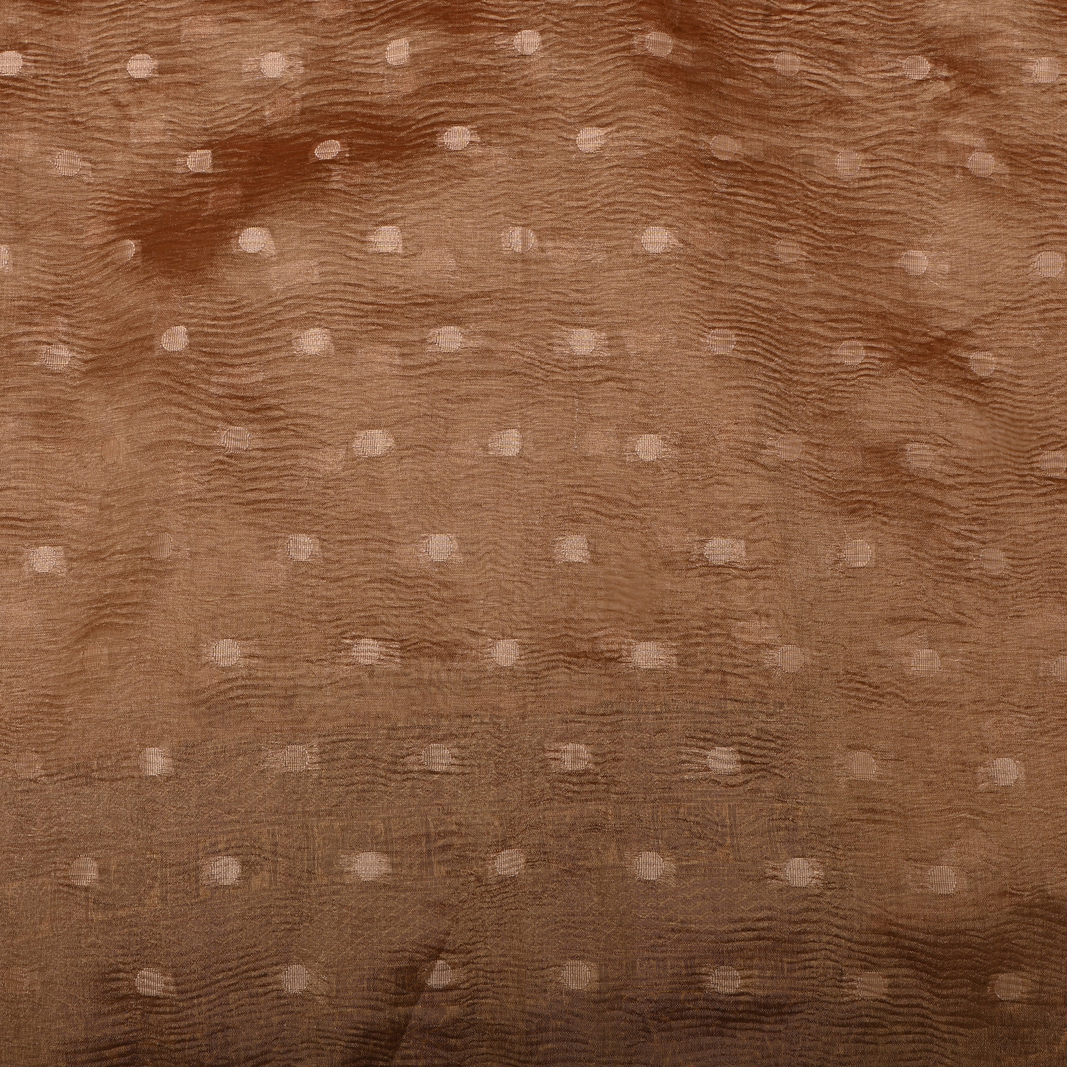 Light Taupe Brown Kanjivaram Zari Motifs Border Jamawar Tissue Fabric