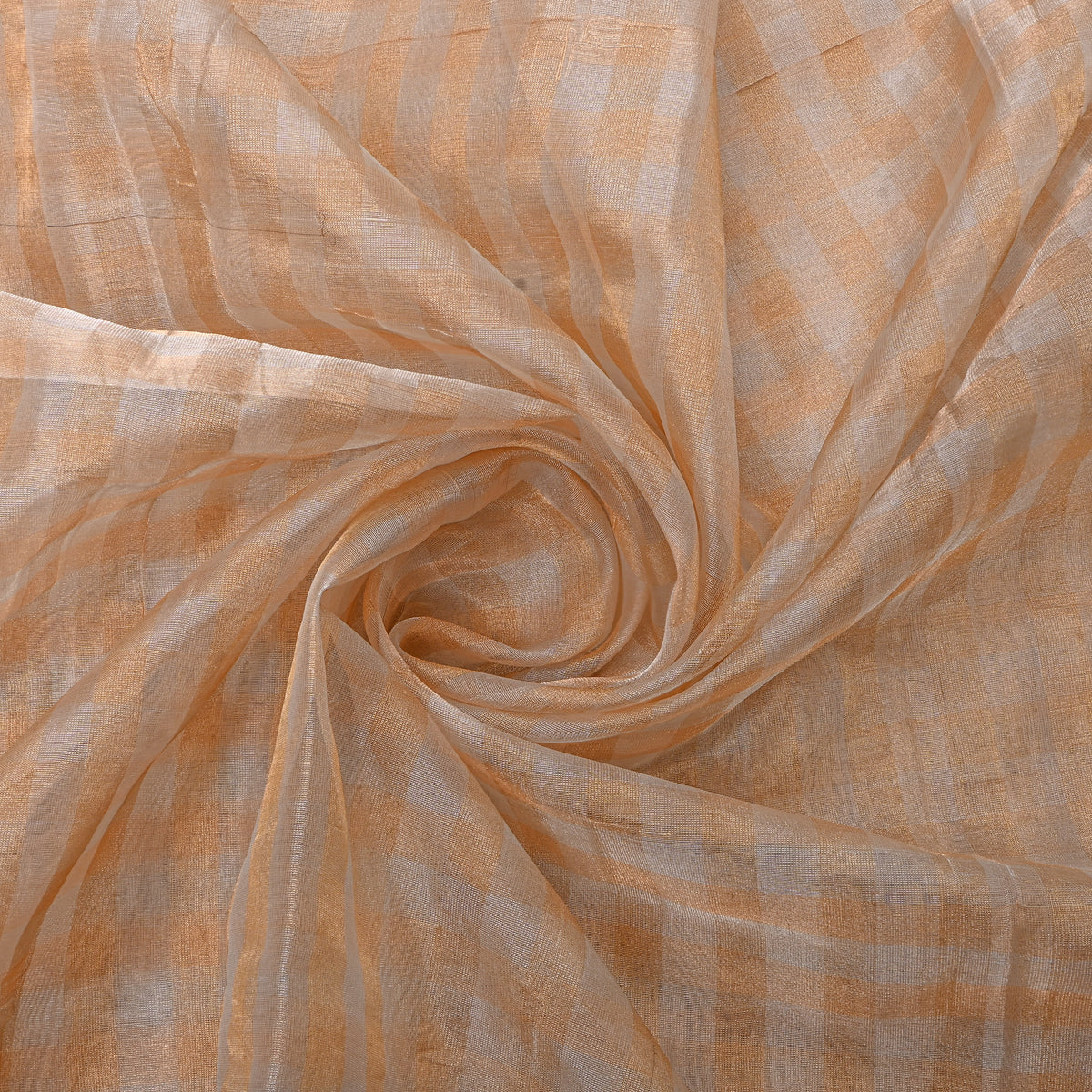 Oat Dual Tone Check Organza Tissue Fabric