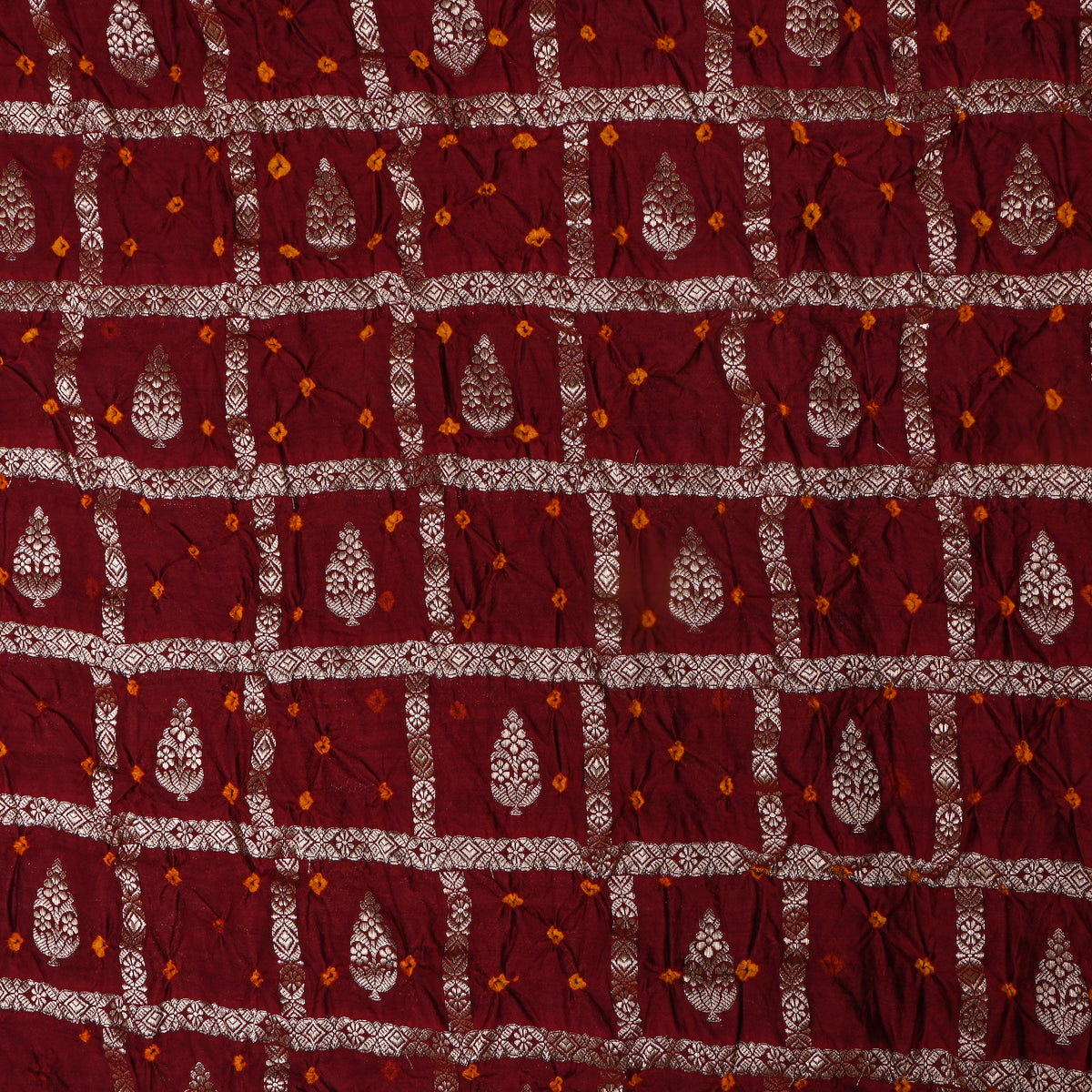 Deep Purple Silver Zari Bandhani Fabric