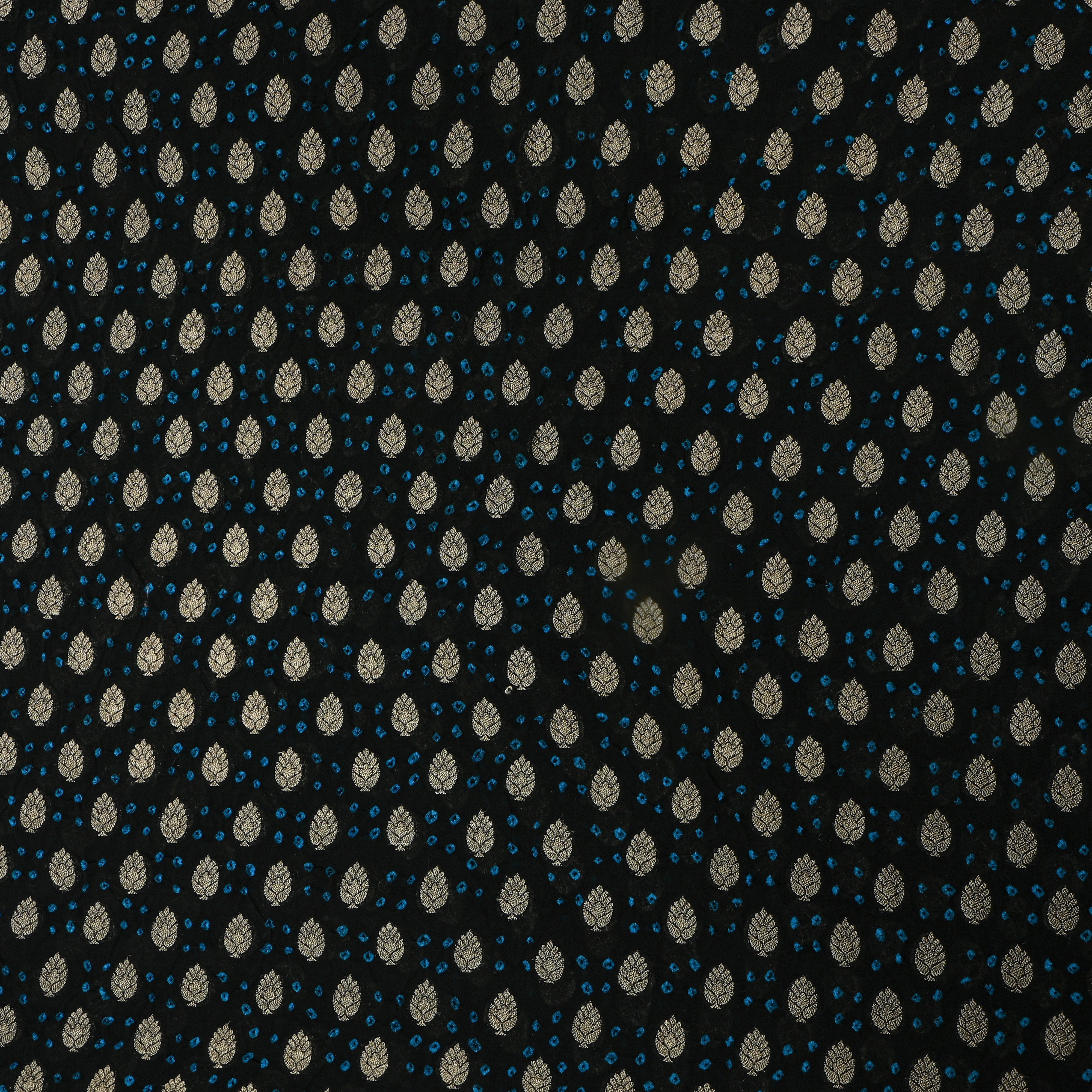Midnight Black Bandhani Silk Fabric