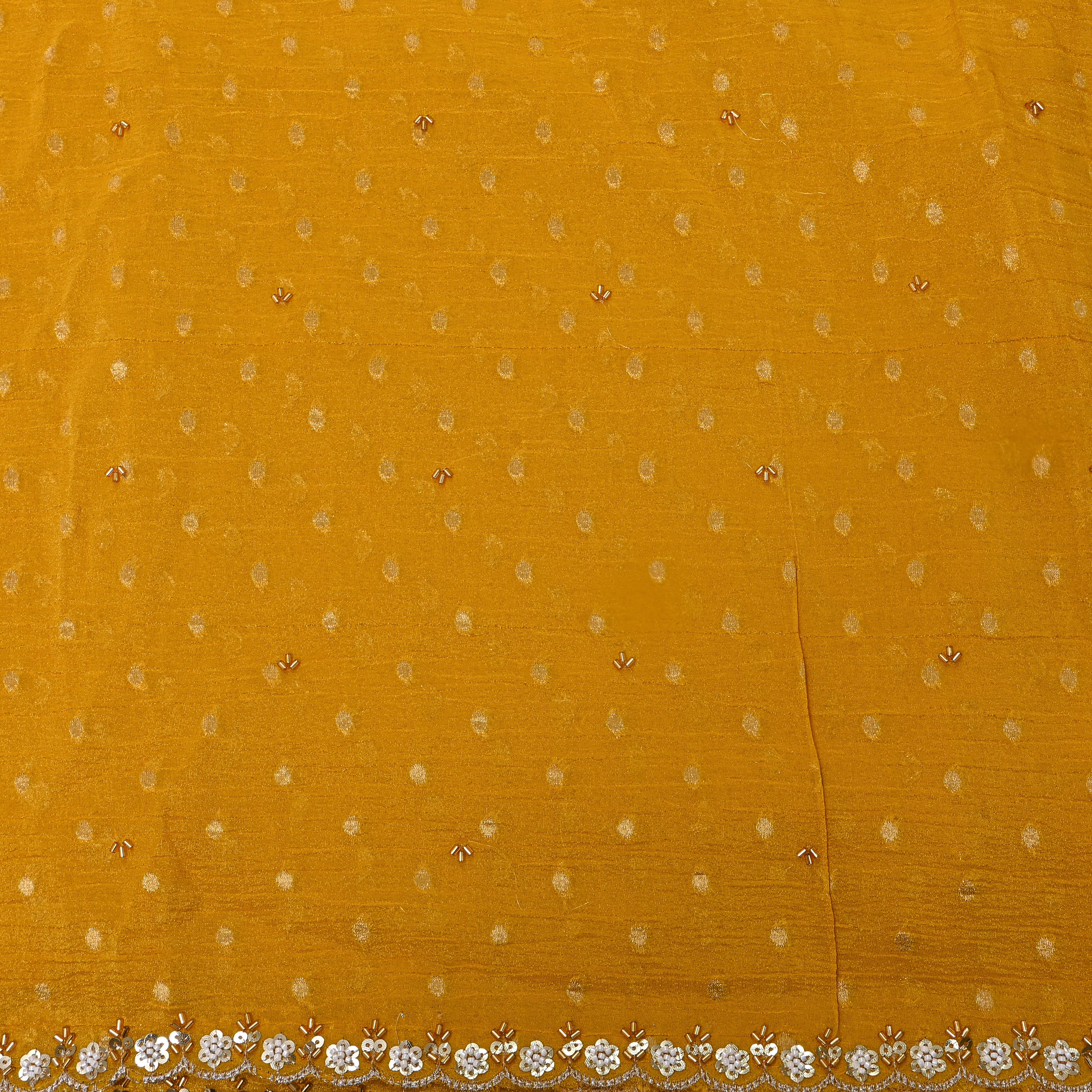 Yellow Scallop Butti Embroidered Tissue