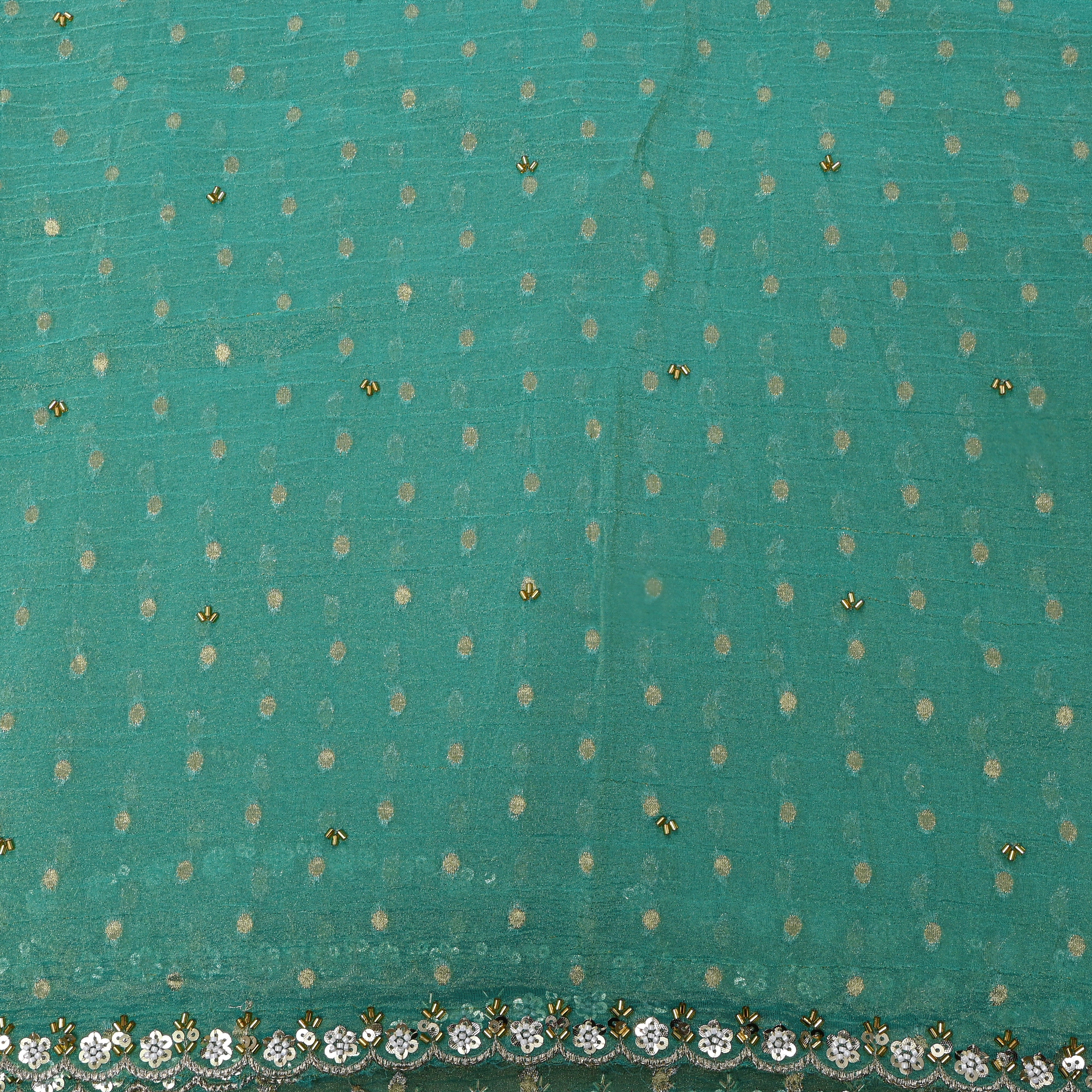 Green Scallop Butti Embroidered Tissue