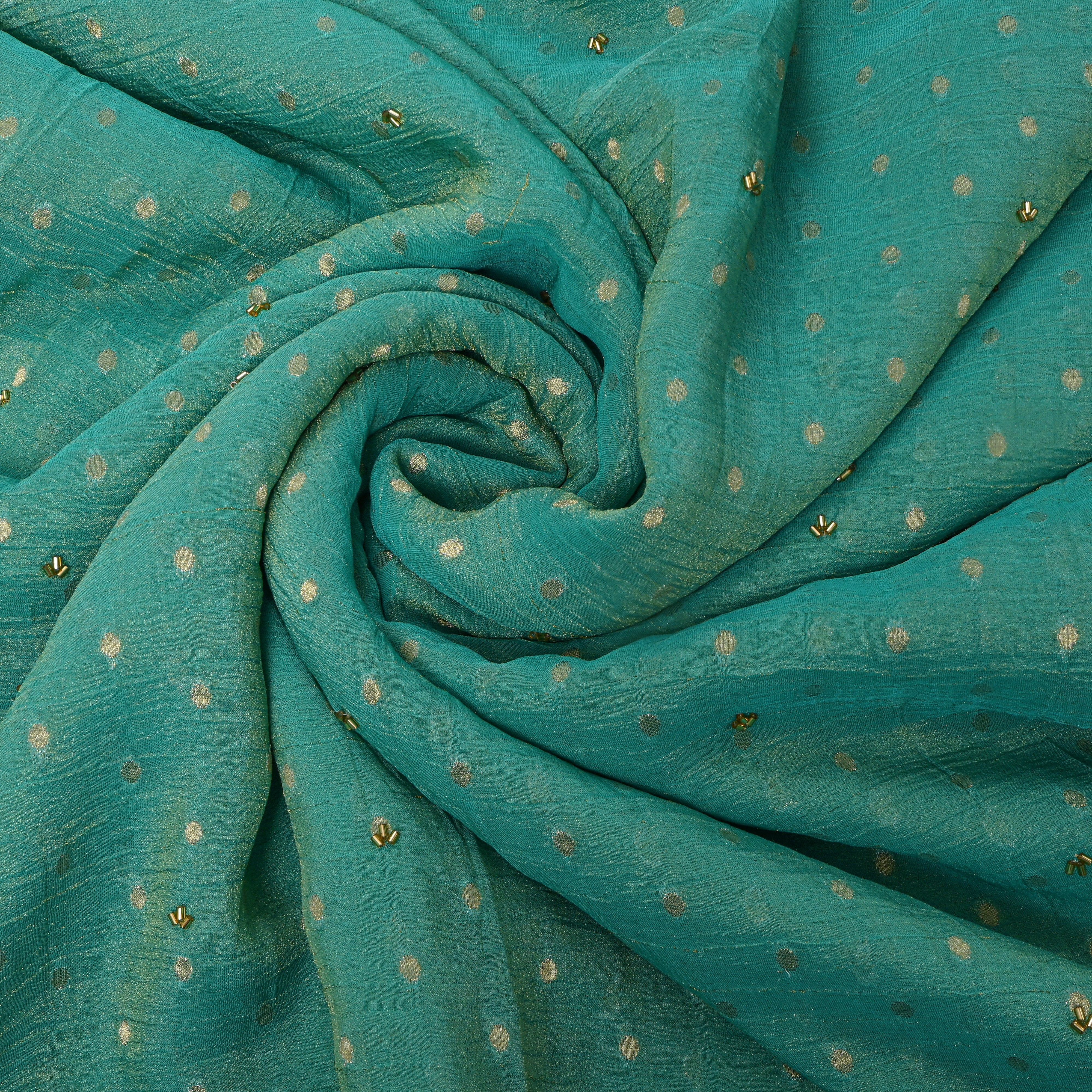 Green Scallop Butti Embroidered Tissue