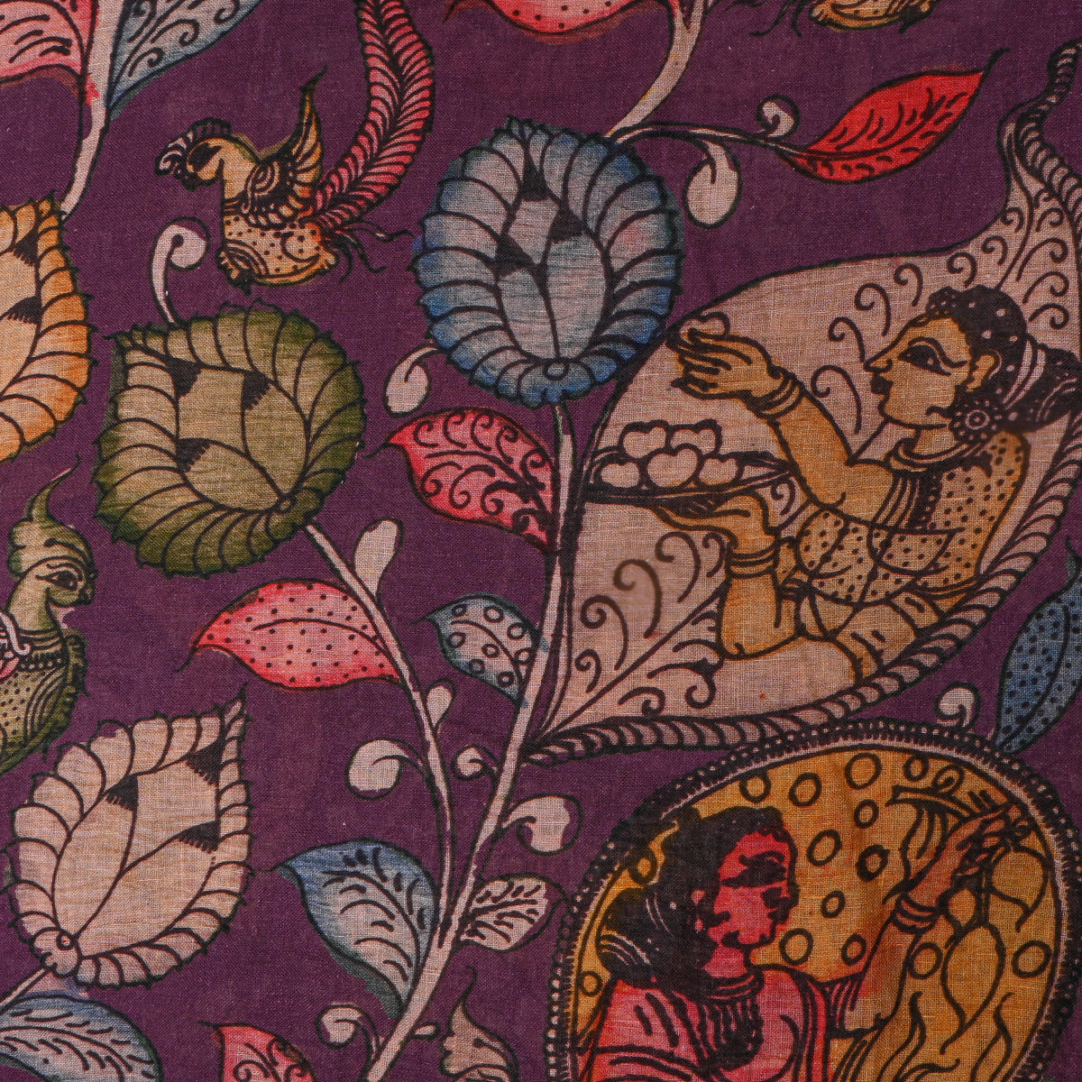 Purple Dupion Silk With Digital Print