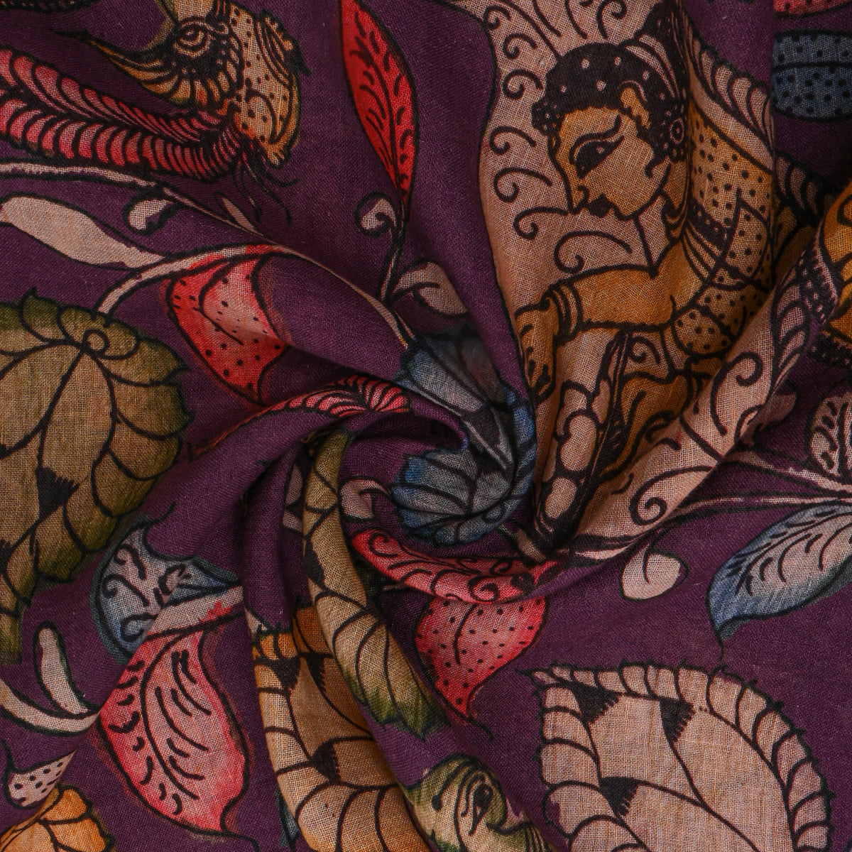 Purple Dupion Silk With Digital Print