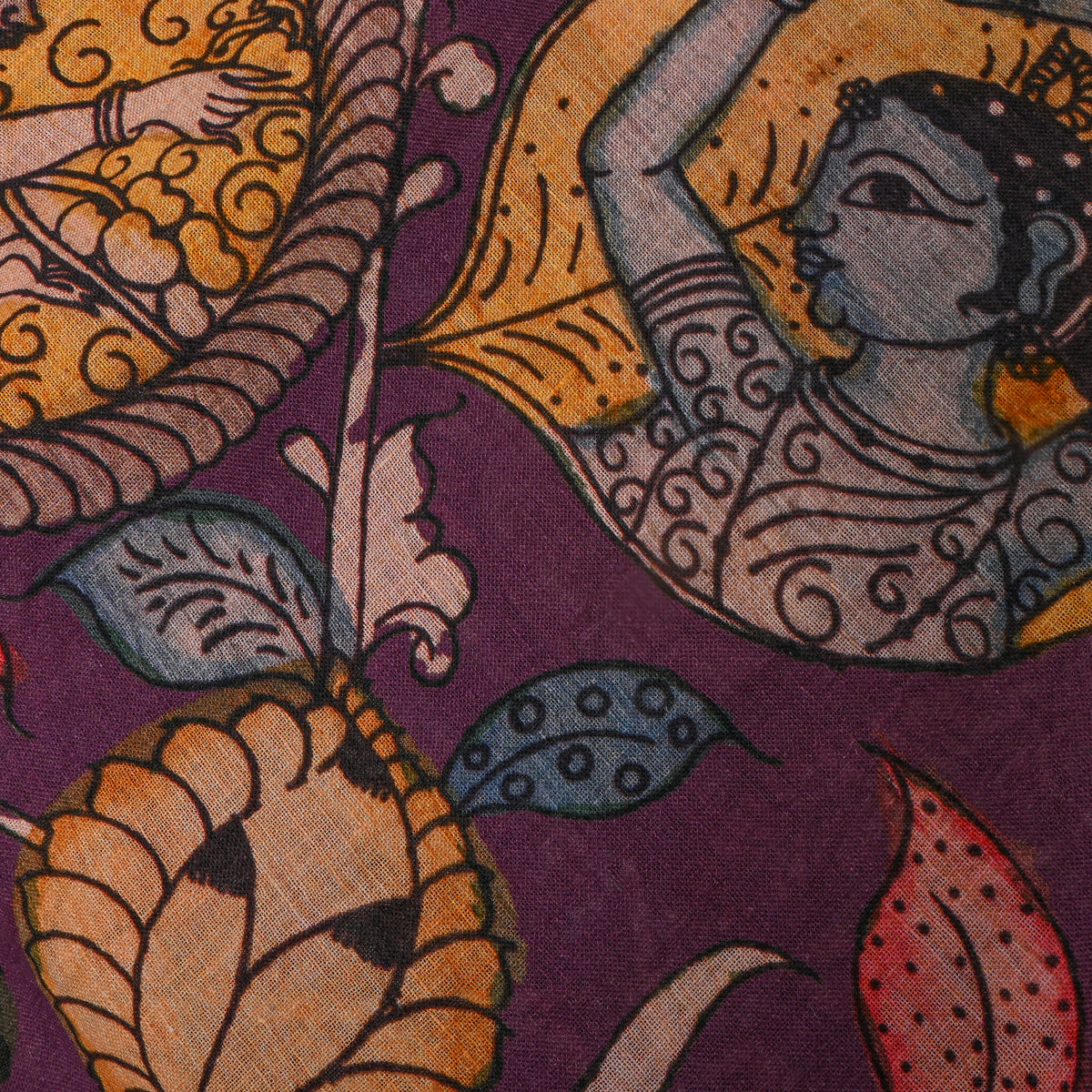 Purple Dupion Silk With Digital Print