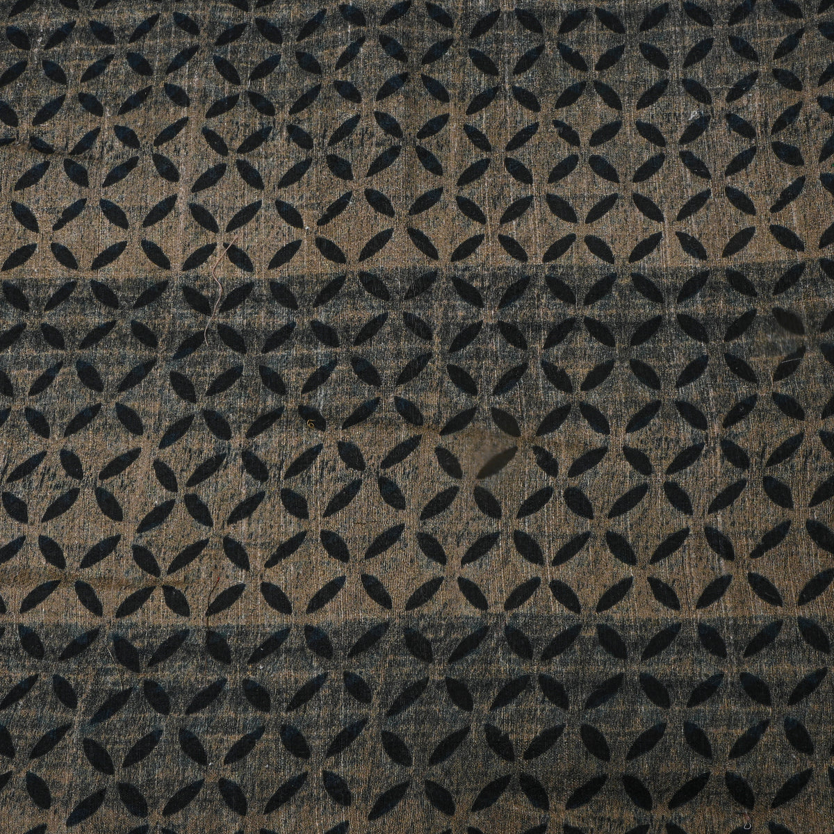 Gray Black Printed Dupion Silk Fabric