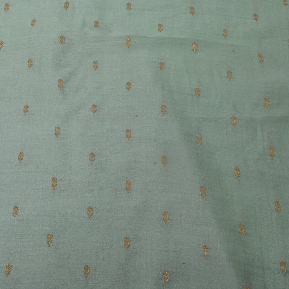 Sage Green Gold Zari Butti Jamawar Silk Fabric