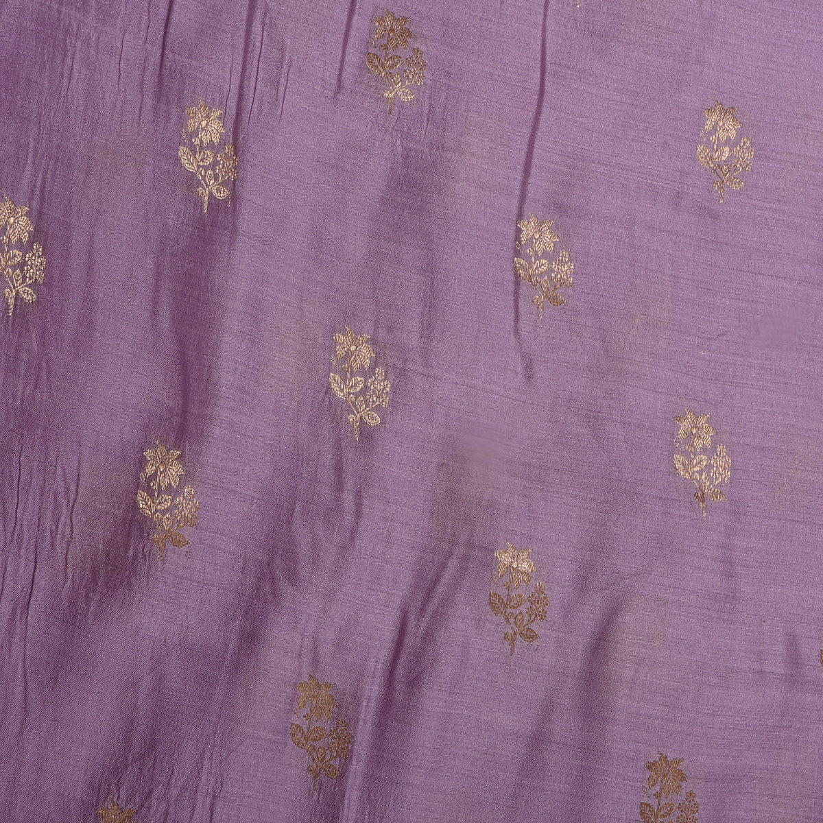 Lilac Purple Gold Zari Butti Jamawar Silk Fabric