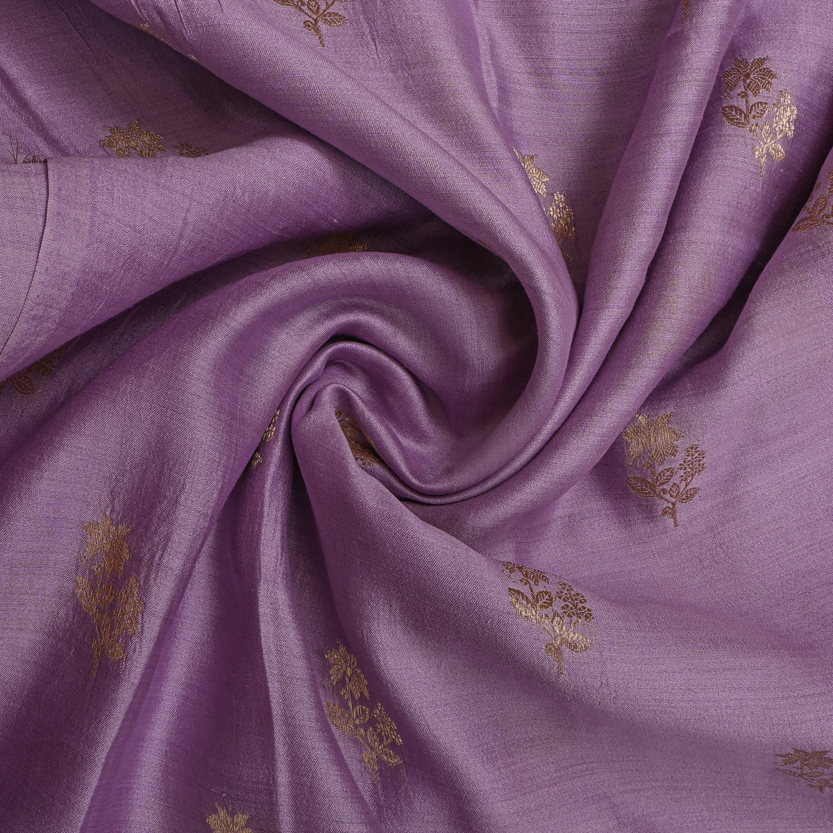 Lilac Purple Gold Zari Butti Jamawar Silk Fabric