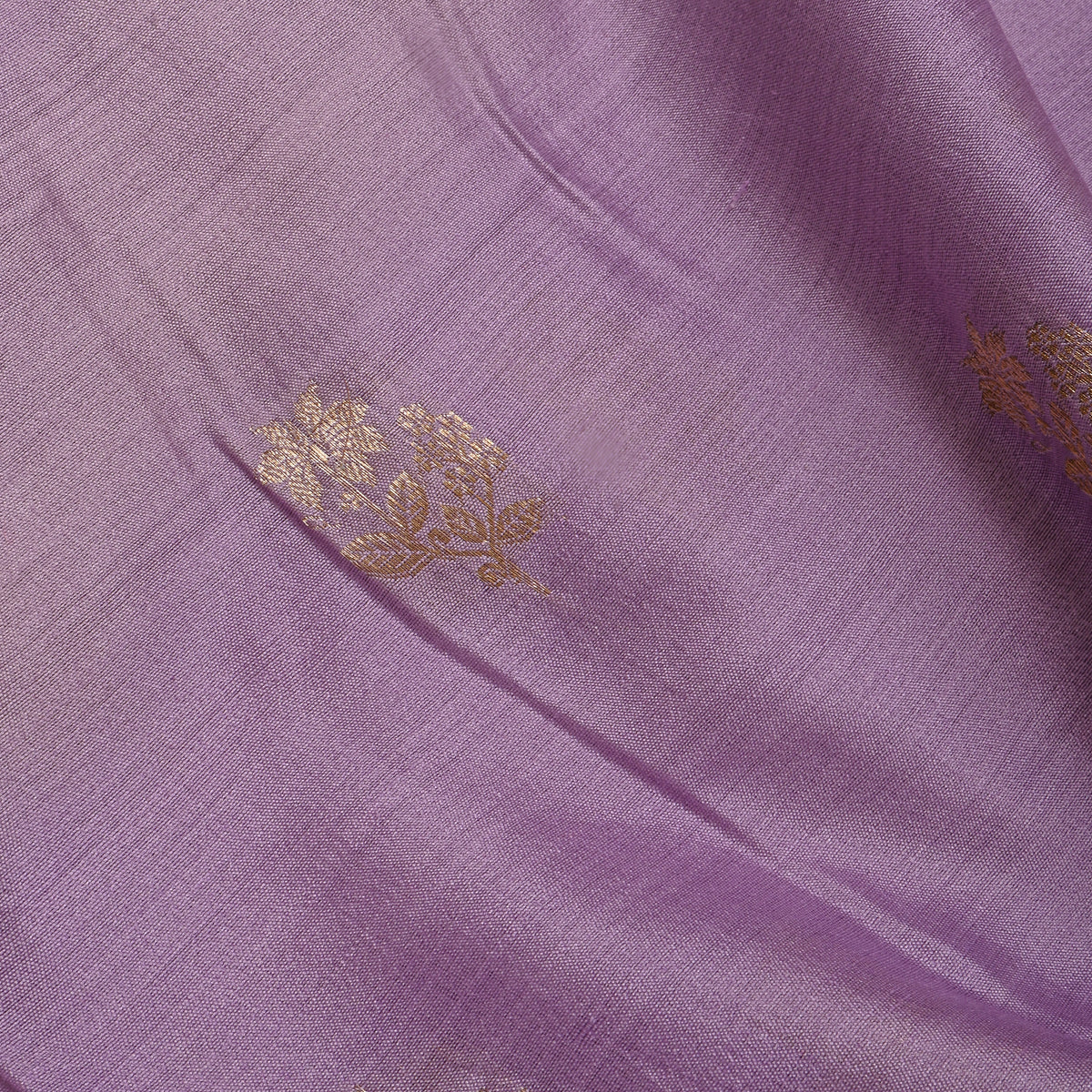 Lilac Purple Gold Zari Butti Jamawar Silk Fabric