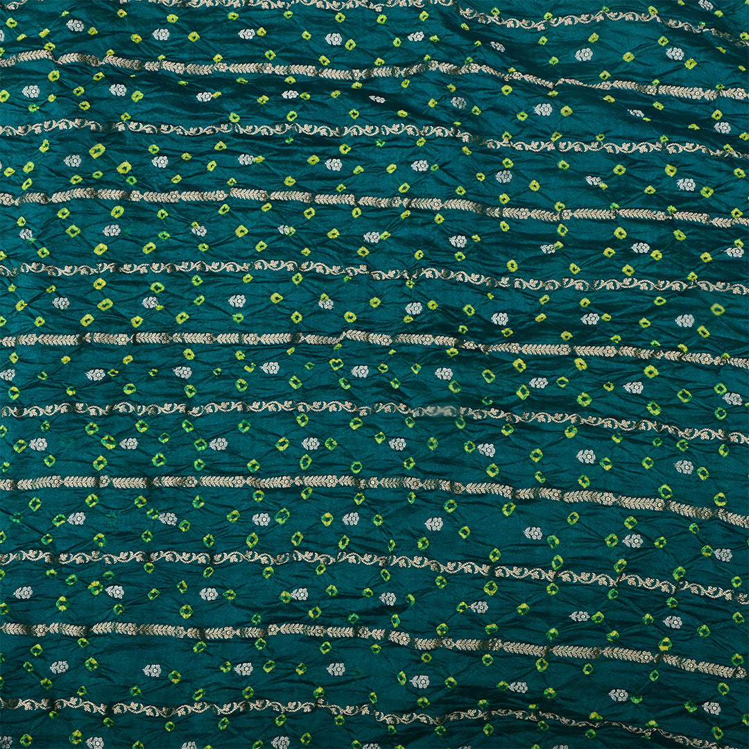 Deep Teal Silk Bandhani Fabric