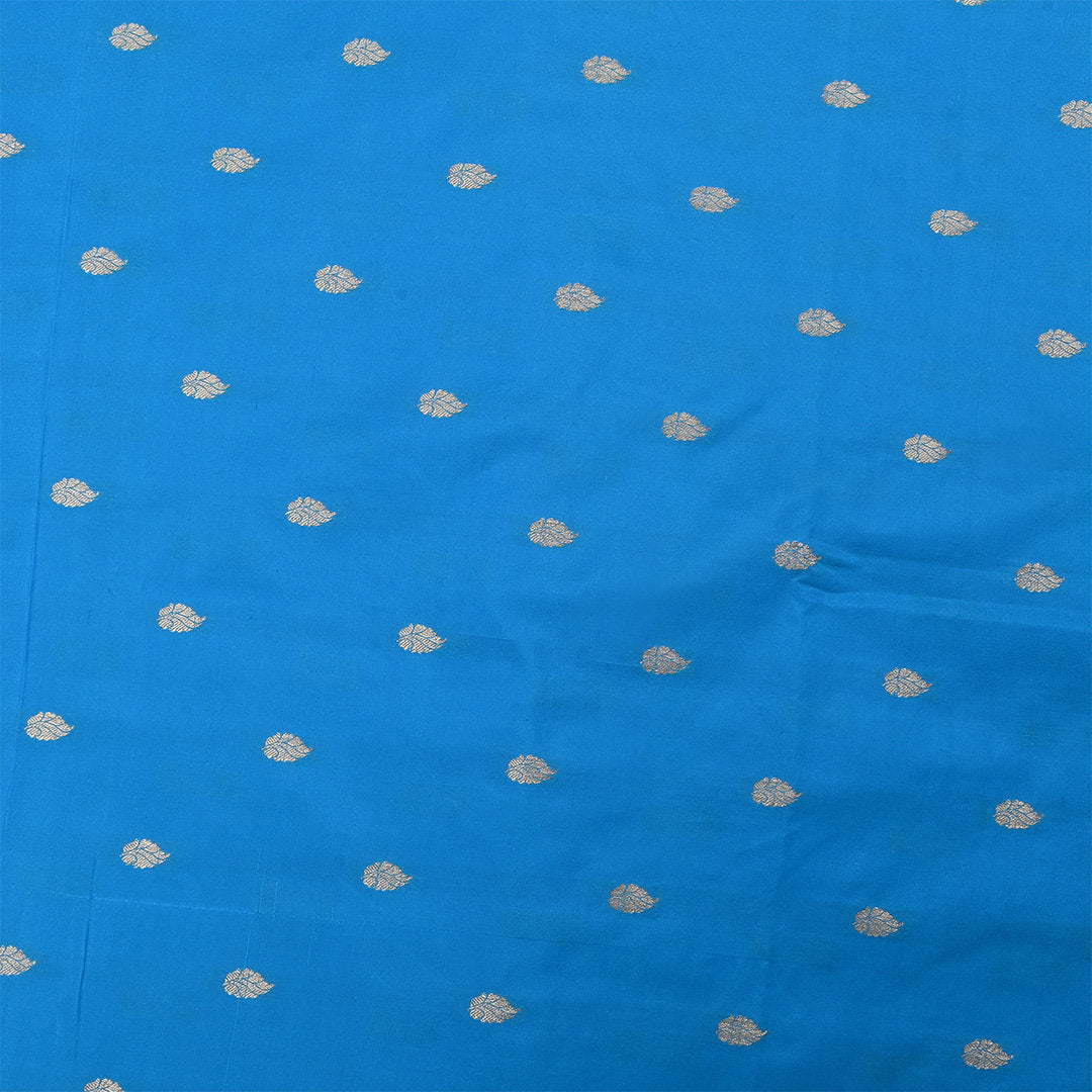 Water Blue Jamawar Silk Fabric With Buttis