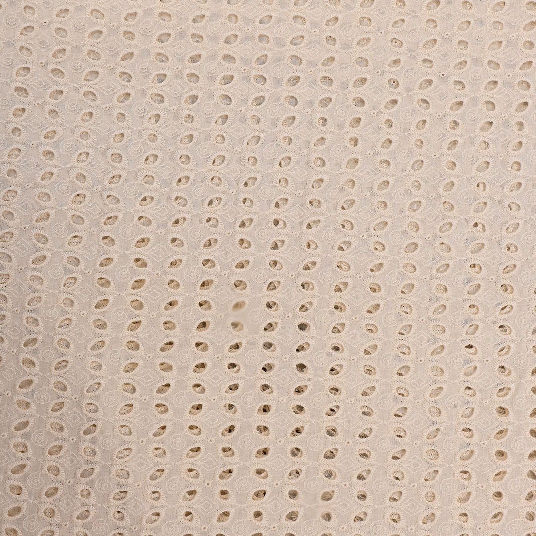 Pale Silver White Cutwork Chanderi Fabric