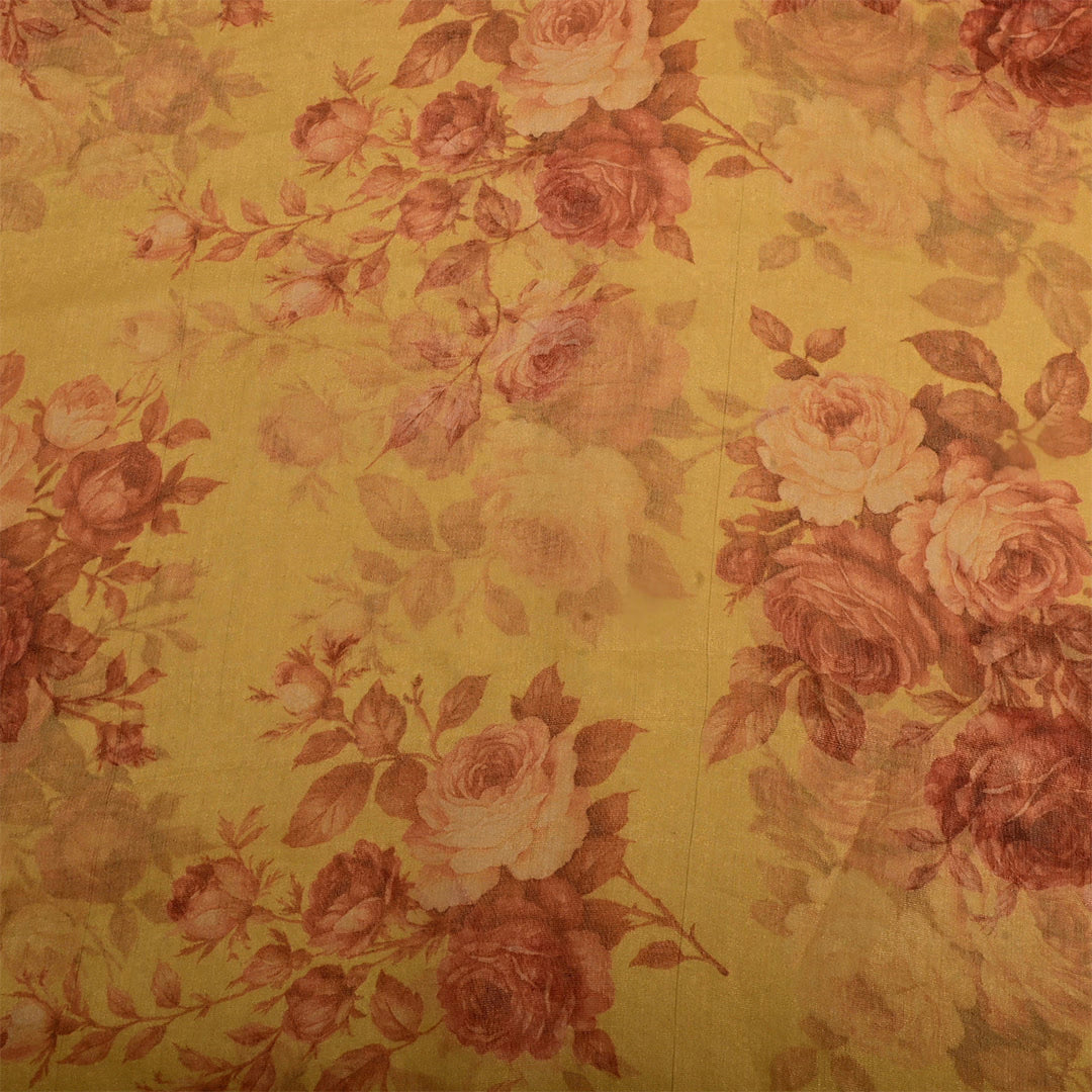 Leather Yellow Tissue Printed Fabric