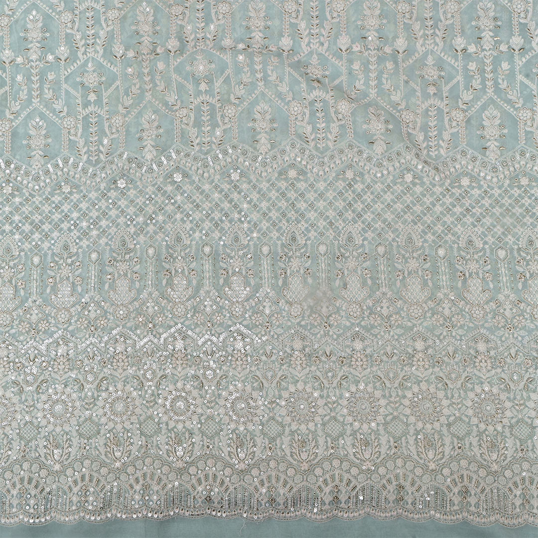 Oslo Gray Georgette Embroidered Fabric