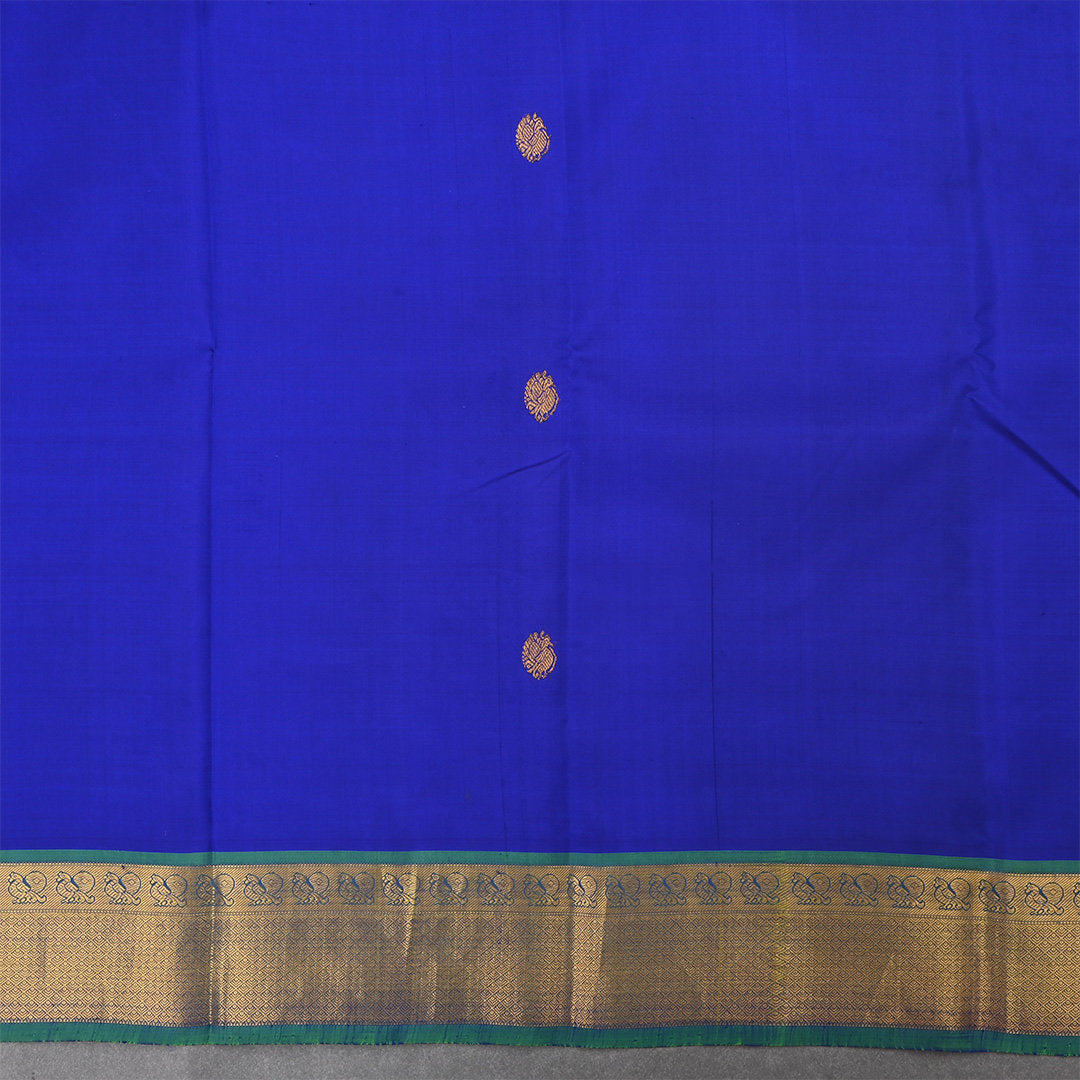 Sapphire Blue Kanjivaram Silk Fabric With Butti'S