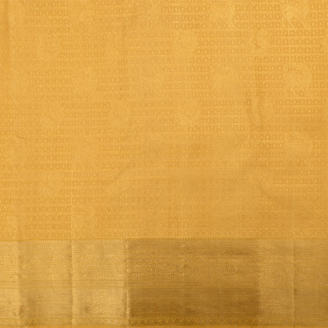 Gold Kanjivaram Silk Fabric With Checks Pattern