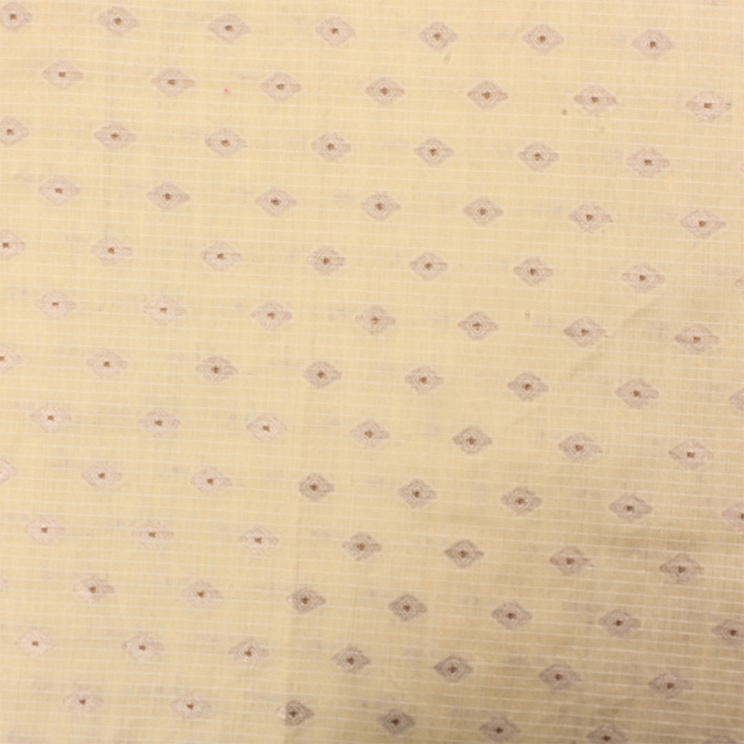 Hampton Yellowish Orange Jamawar Silk Fabric With Butti'S