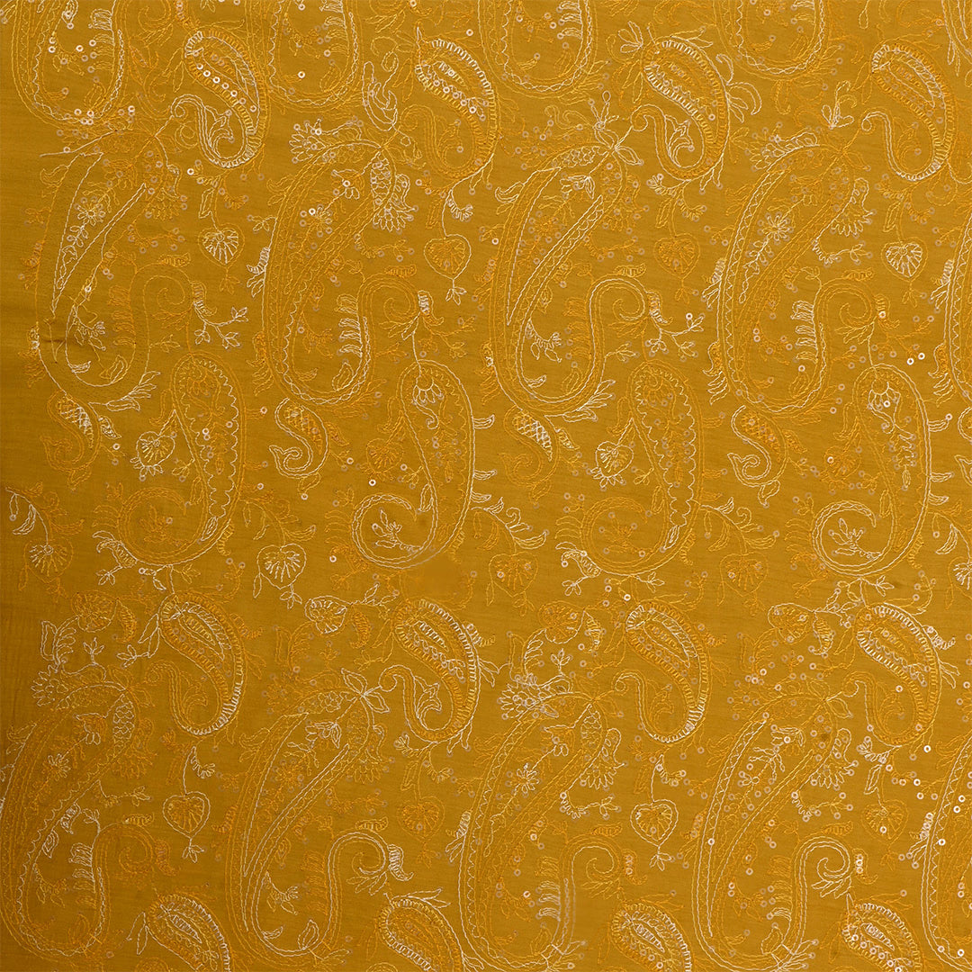 Pirate Gold Moonga Tussar Thread Work Fabric