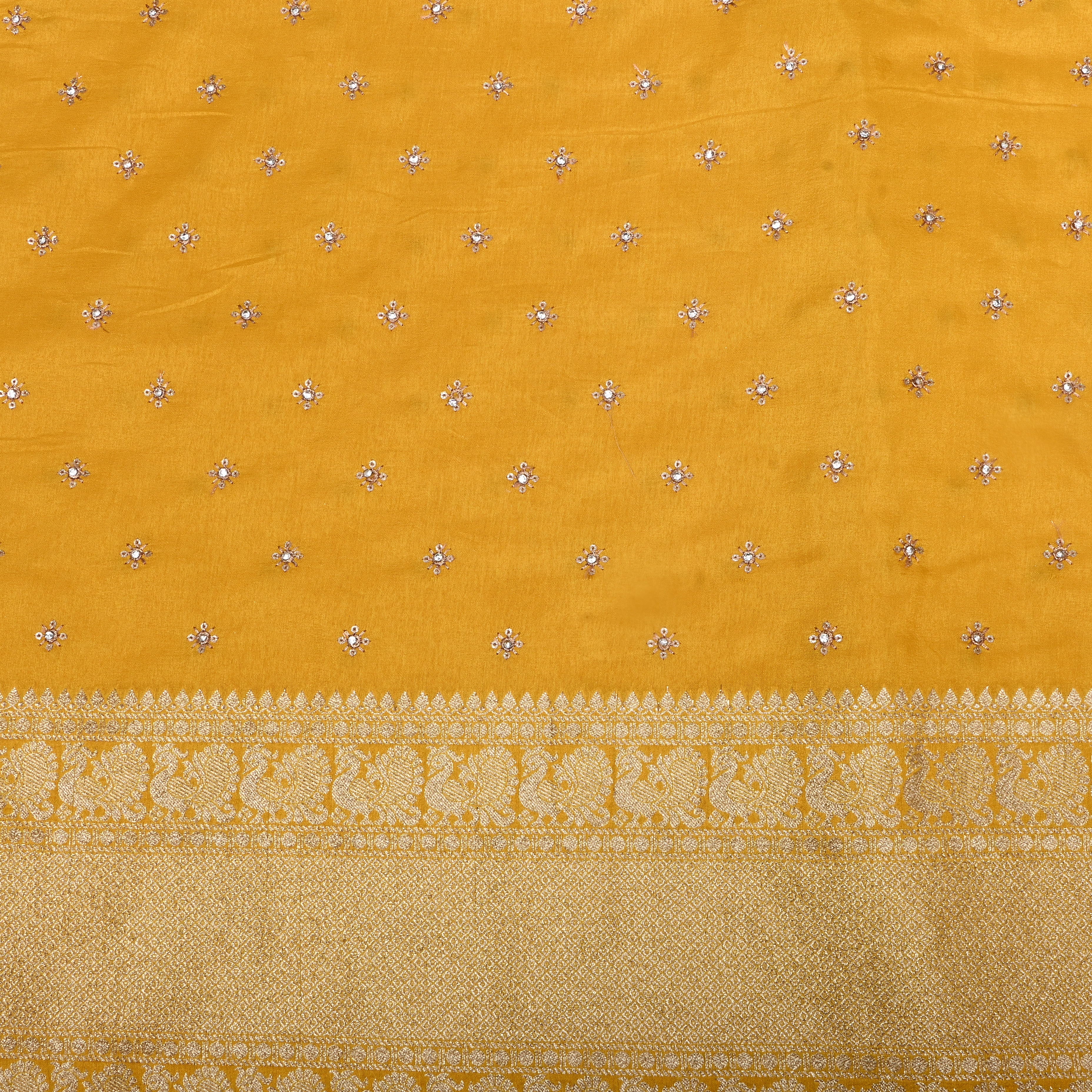 Sunrise Yellow Zari Woven Silk Fabric