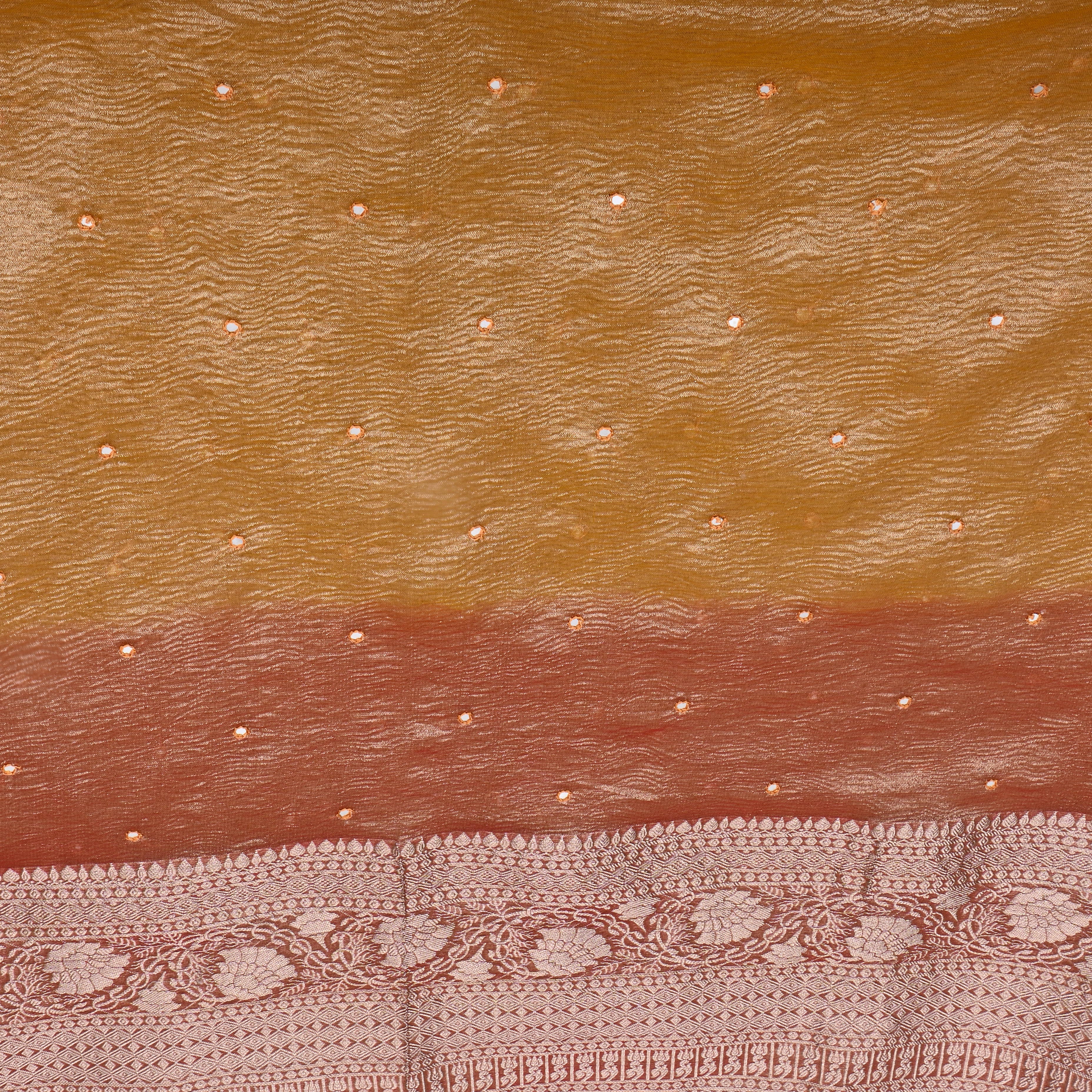 Dual Tone Yellow Zari Woven Tissue Fabric