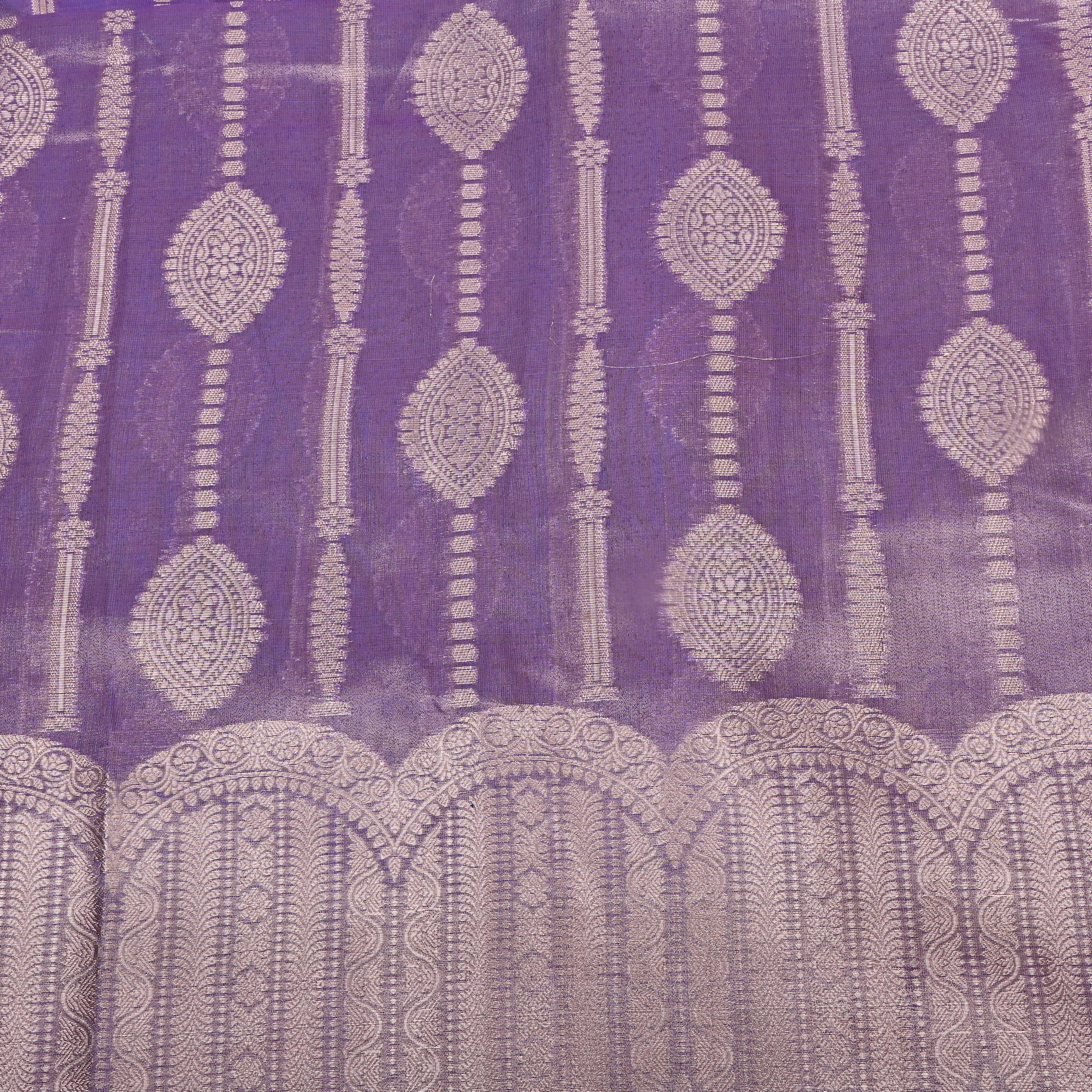 Lavender Zari Weave Tissue Fabric