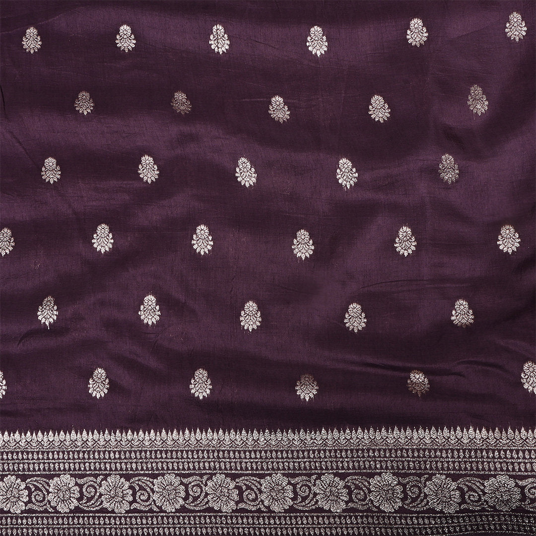Dark Mauve Zari Weave Silk Fabric