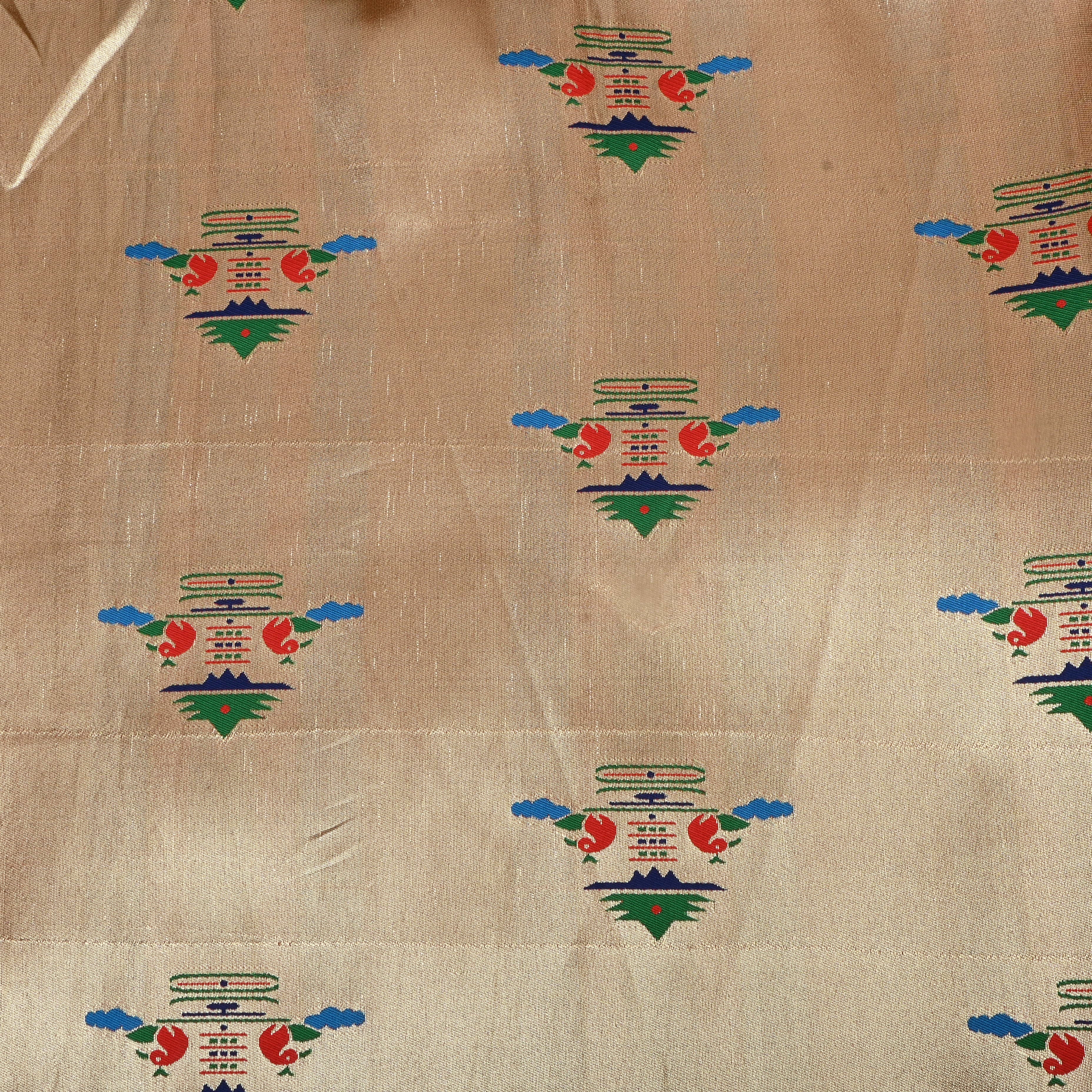 Antique Gold Jamawar Tissue Fabric